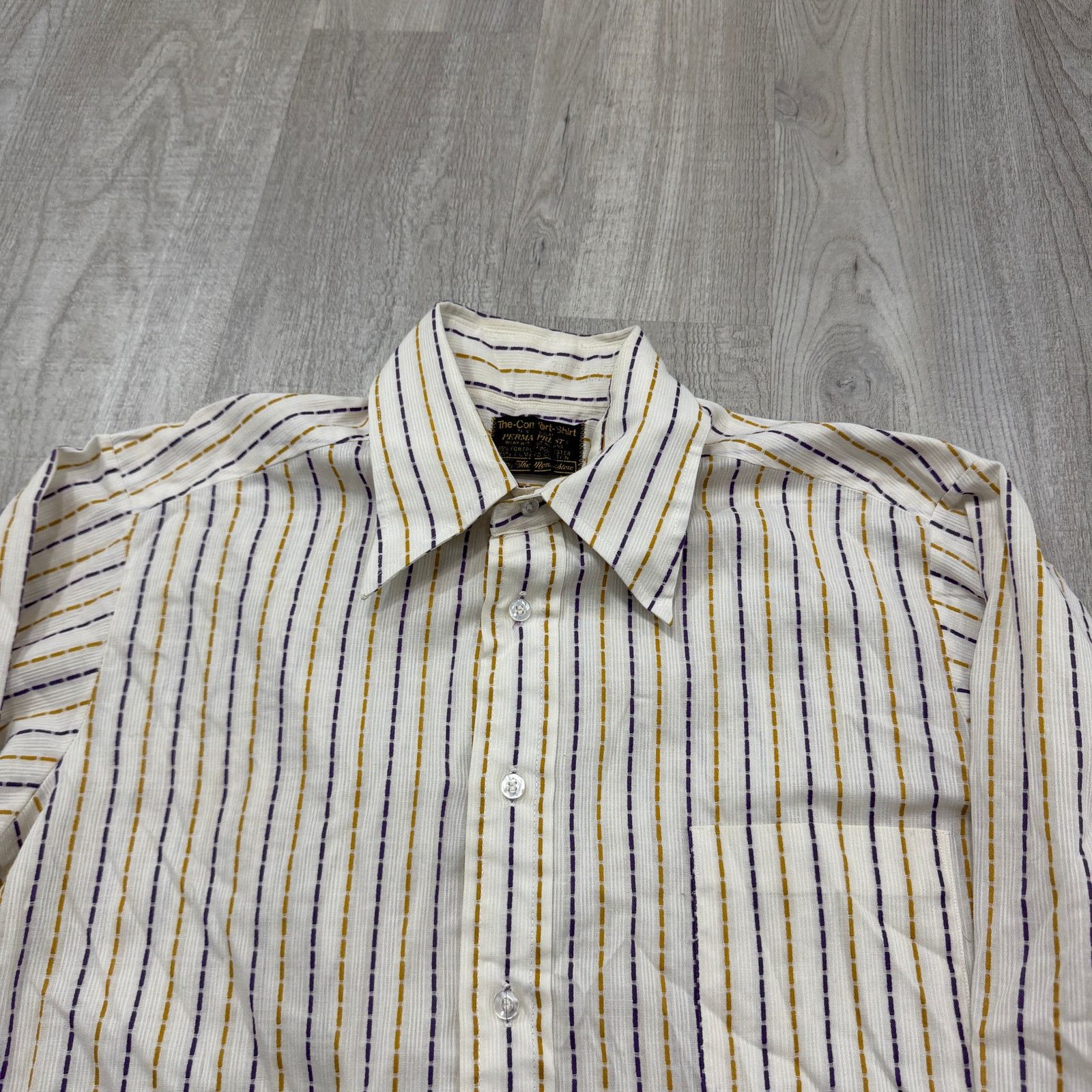 Vintage Vintage Sears The Comfort Shirt Men's XL White Yellow Purple Size US XL / EU 56 / 4 - 3 Thumbnail