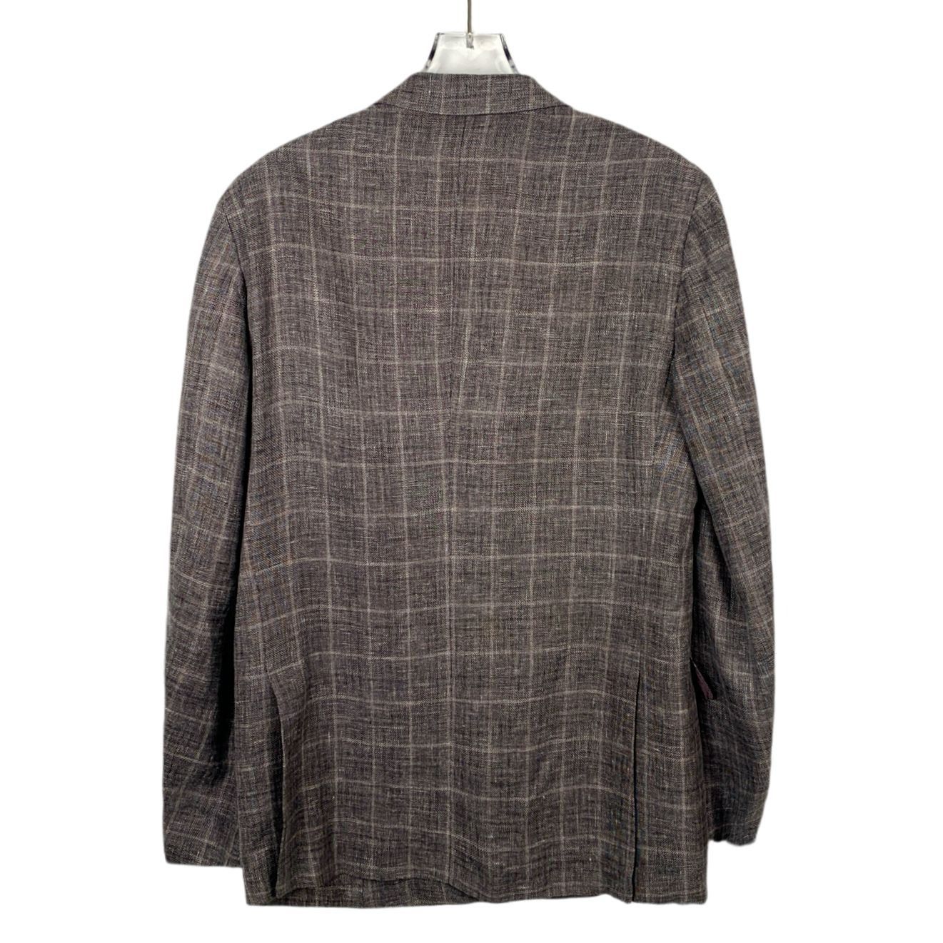 Ermenegildo Zegna Ermenegildo Zegna Mens Plaid Wool&Linen Blend Blazer Size US L / EU 52-54 / 3 - 2 Thumbnail