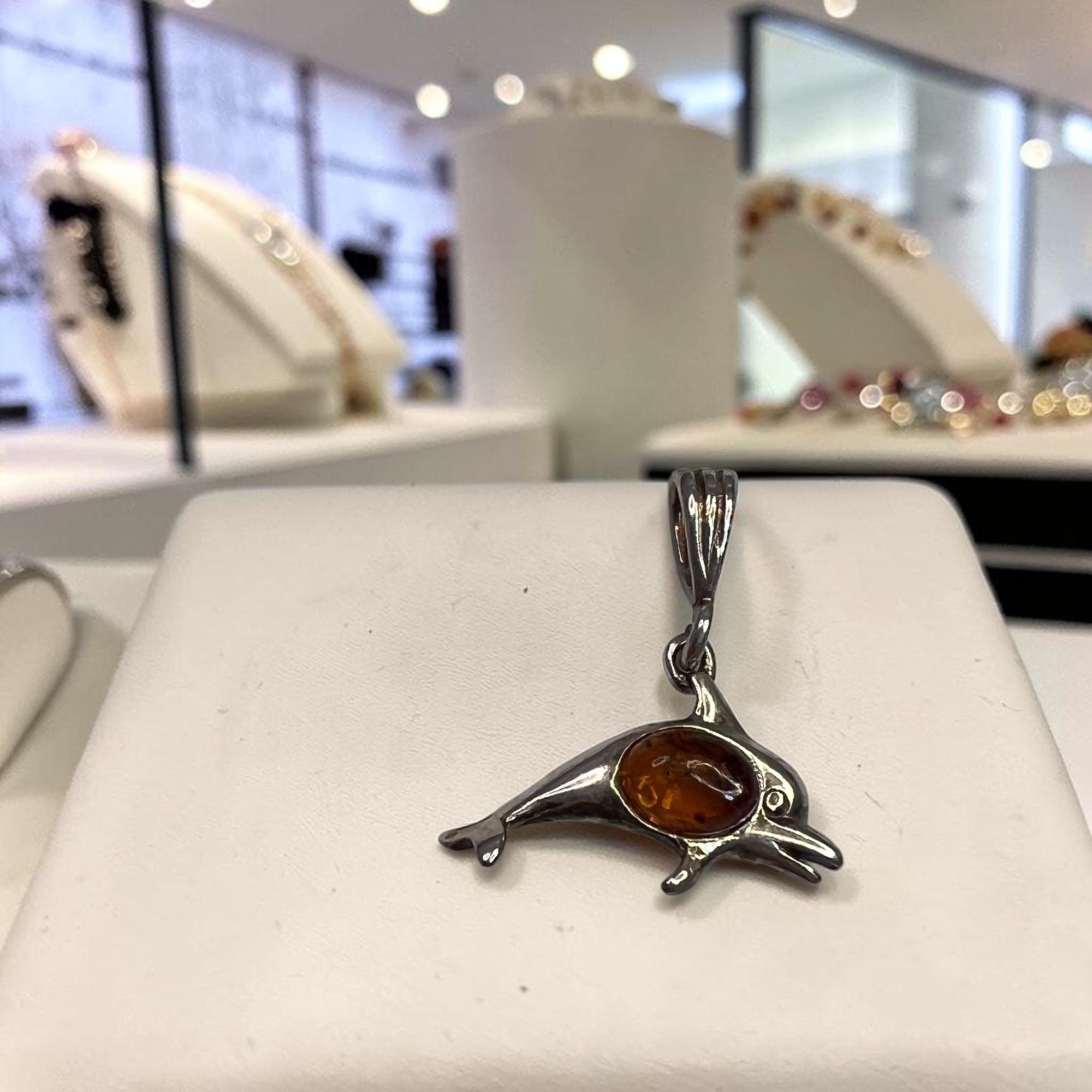 Other Cognac Amber Dolphin Pendant 925 Sterling Silver Womens Jewe Size ONE SIZE - 1 Thumbnail