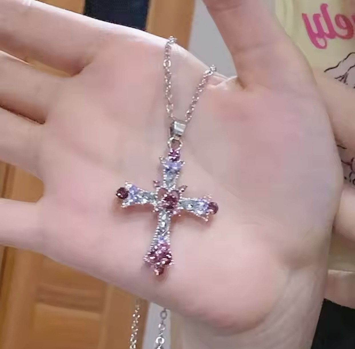 Jewelry Y2K Cross Necklace Punk Gothic Crystal Chain Size ONE SIZE - 3 Thumbnail