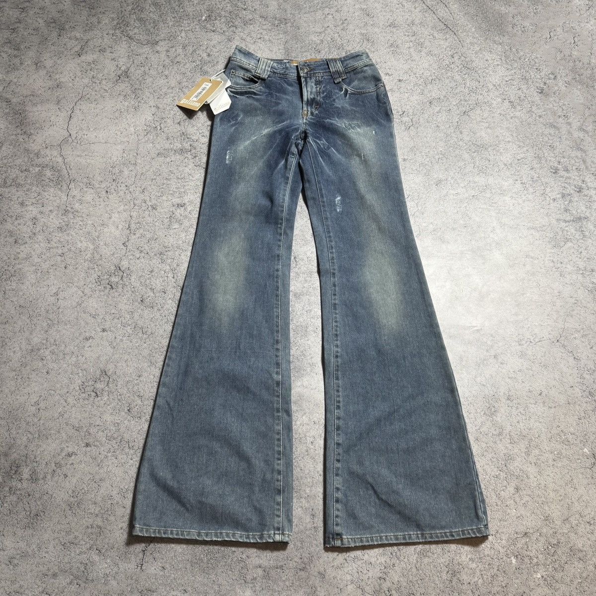 John Galliano NEW Galliano Y2K 00s Flared Jeans Size 25" / US 0 / IT 36 - 1 Thumbnail
