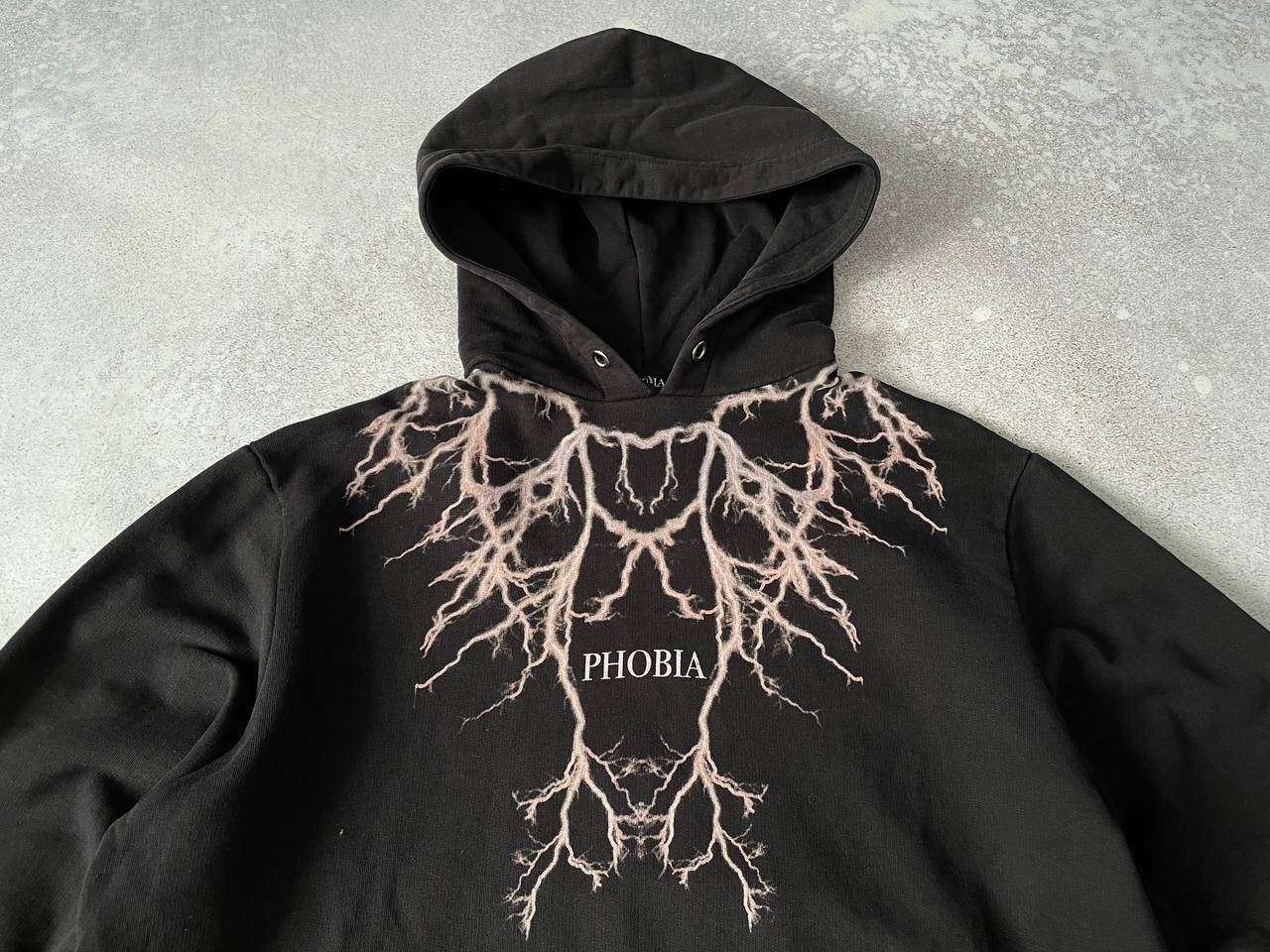 Vintage Phobia Rock Hoodie Big Graphic Central Logo Y2K Rare