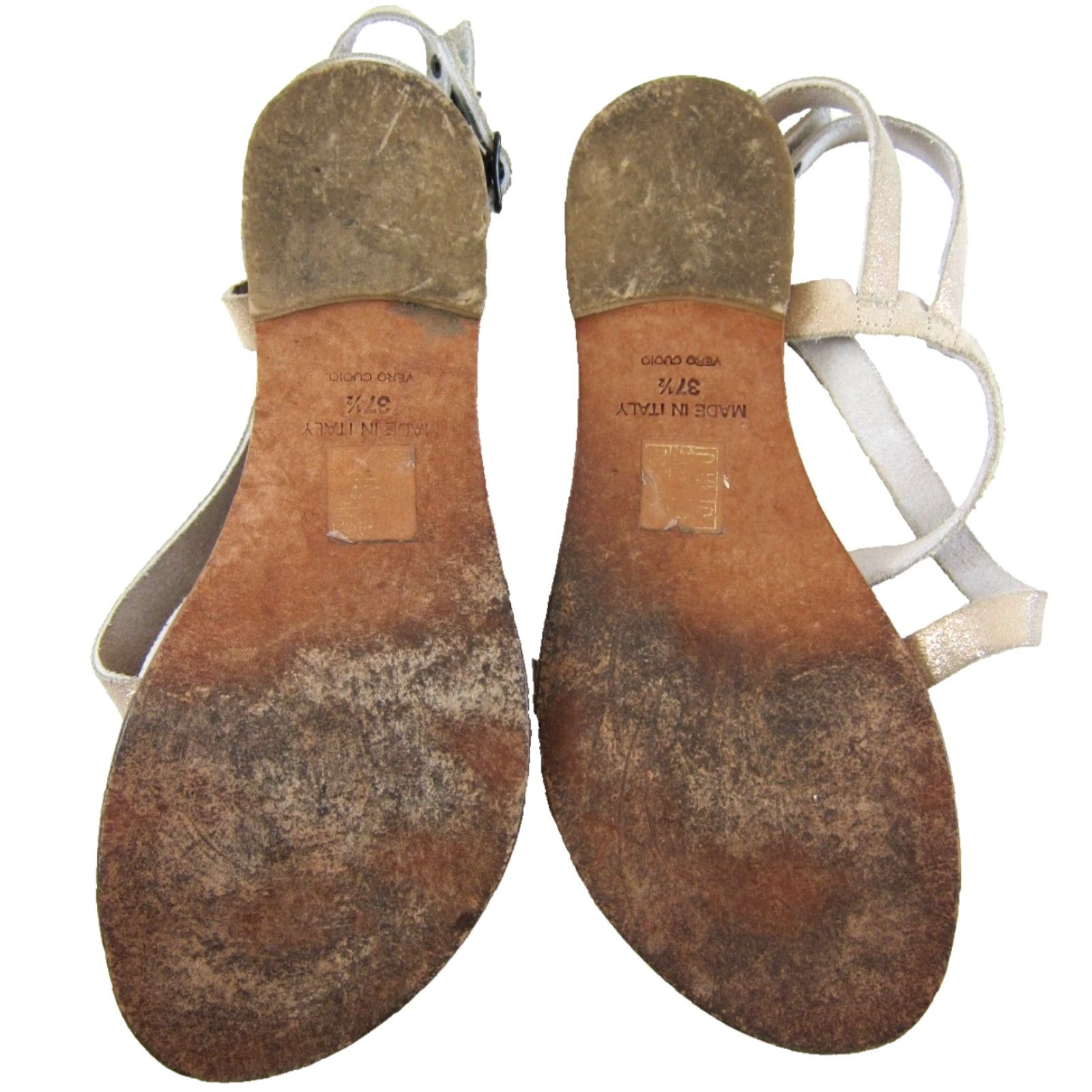 Joie JOIE Sandal Women Slipper Silver Leather Strappy Slingback Flat 37.5/7 Made In Italy Bohemian Summer Growth Size US 7 / IT 37 - 7 Thumbnail