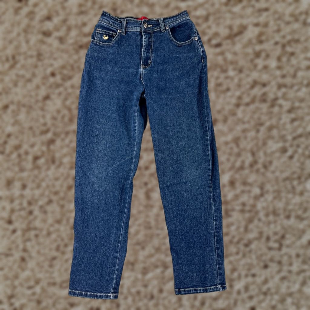 Gloria Vanderbilt Gloria Vanderbilt Jeans Women's 6 Blue Denim Mid Rise Stretch Cotton Blend 5-Pocket Design Regular Size Tapered Pattern Solid All-Season Womens Jeans Size 28" / US 6 / IT 42 - 1 Thumbnail