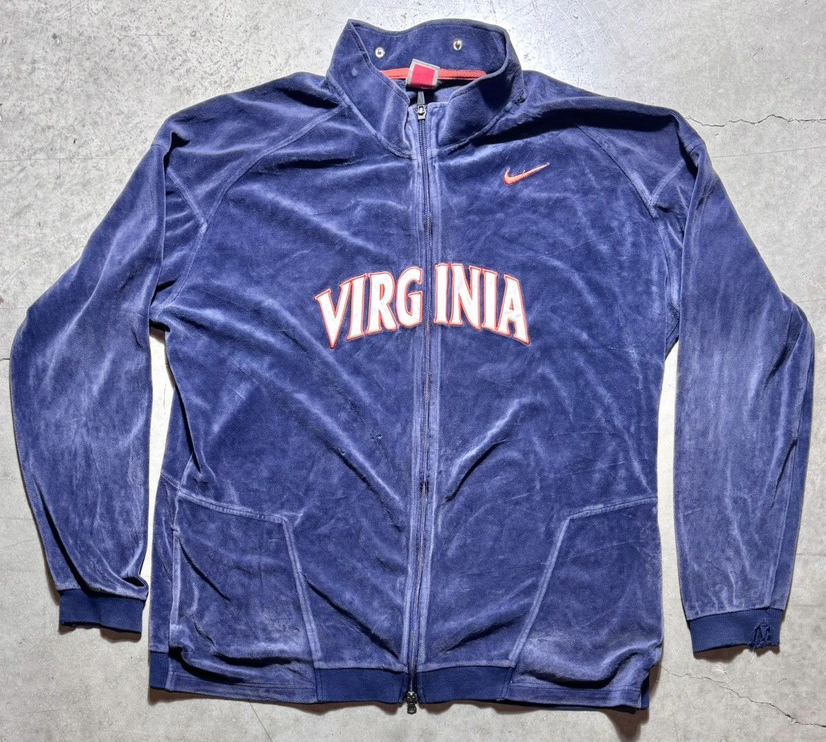 Nike × Vintage Vintage Nike UVA Virginia Cavaliers Velour Jacket Size 2XL Size US XXL / EU 58 / 5 - 1 Thumbnail