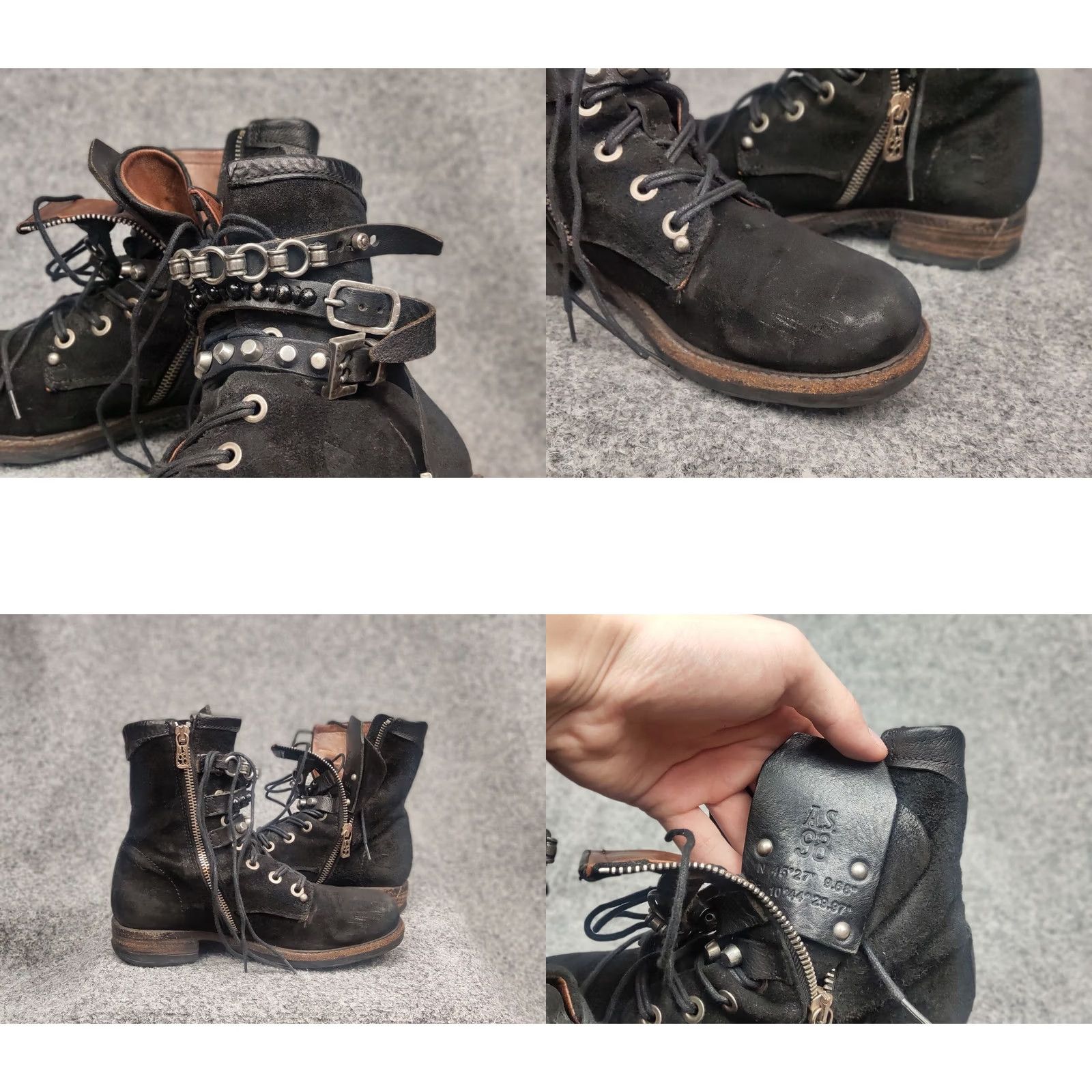 A.S.98 A.S.98 Vintage Black Suede Combat Boots Mid Calf Leather Outsole Zip 36 Womens Grunge Vintage Boots Size US 6 / IT 36 - 10 Thumbnail