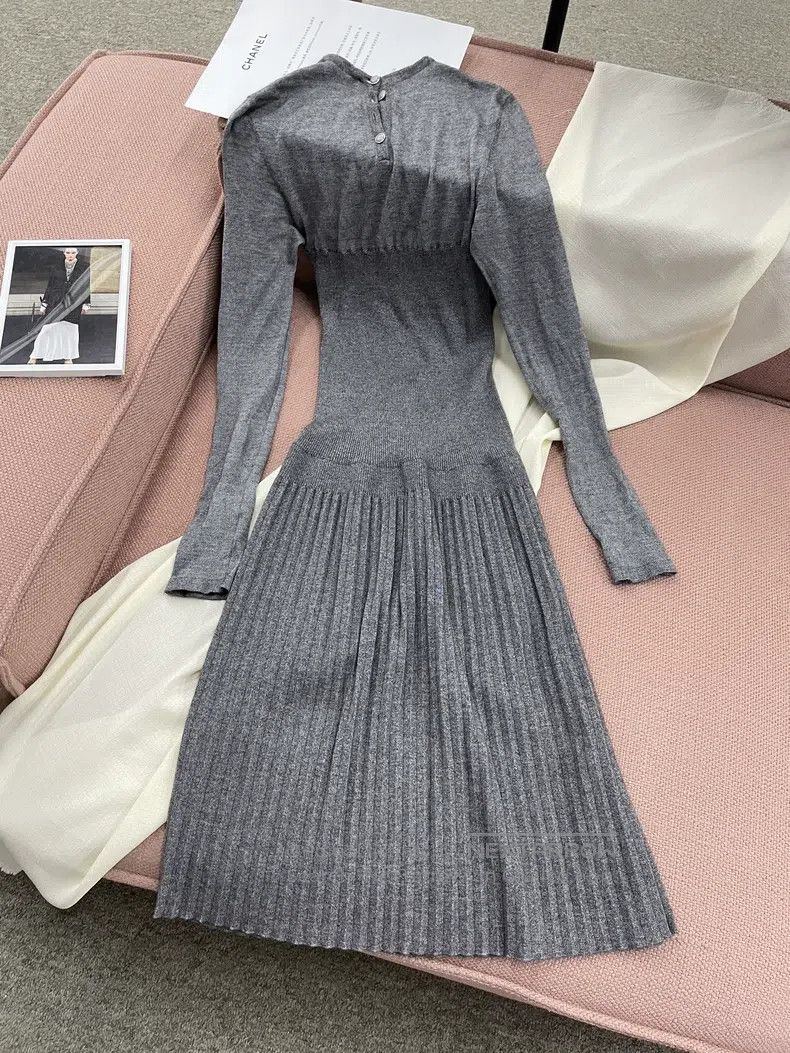 Chanel Chanel 16B grey knitted dress Size XXS / US 00 / IT 34 - 3 Thumbnail