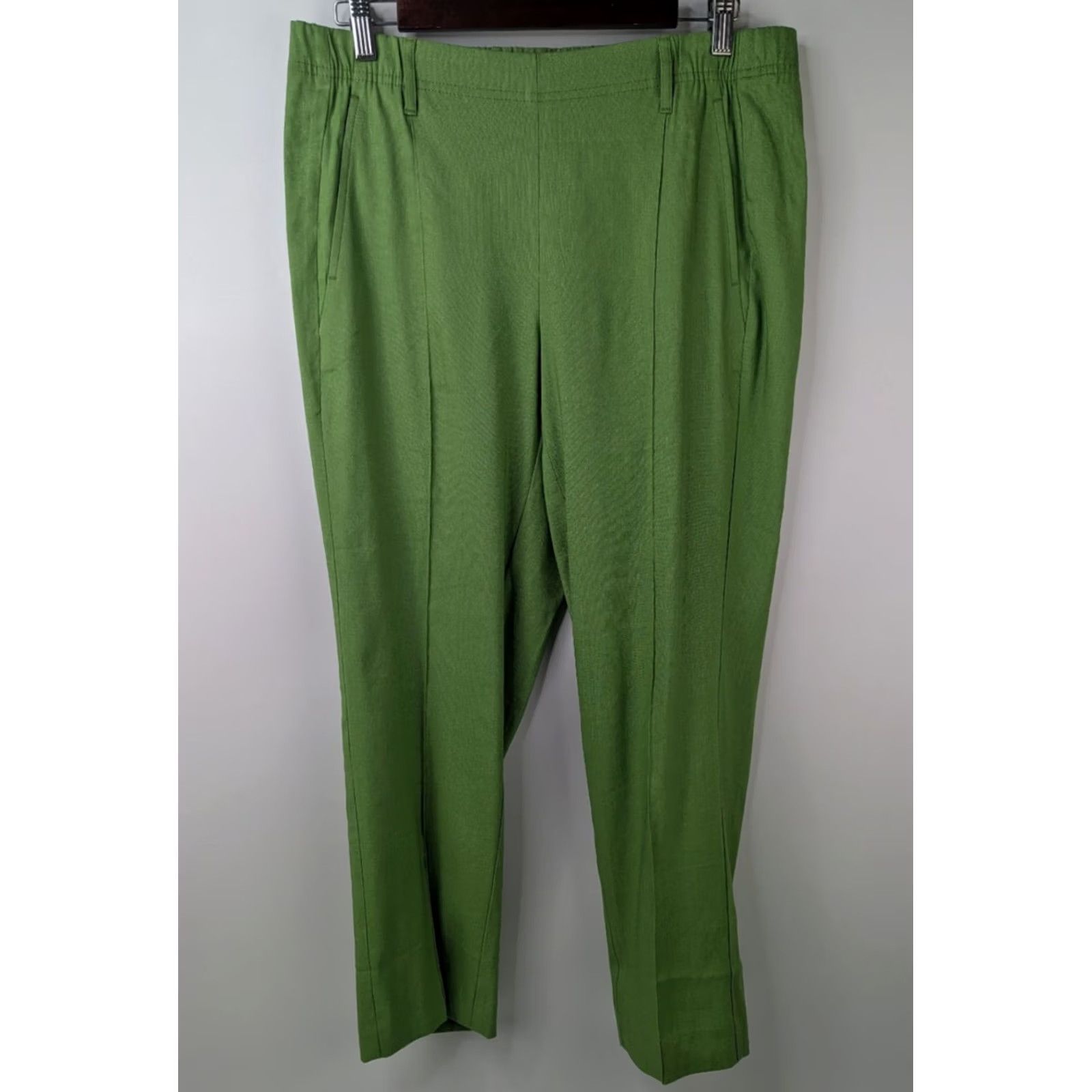 J. Jill J. Jill Linen Stretch Pants Women Medium Green Cropped Pull On Lightweight Casual Beach Summer Vacation style Cropped Pockets Womens Size 32" / US 10 / IT 46 - 2 Thumbnail
