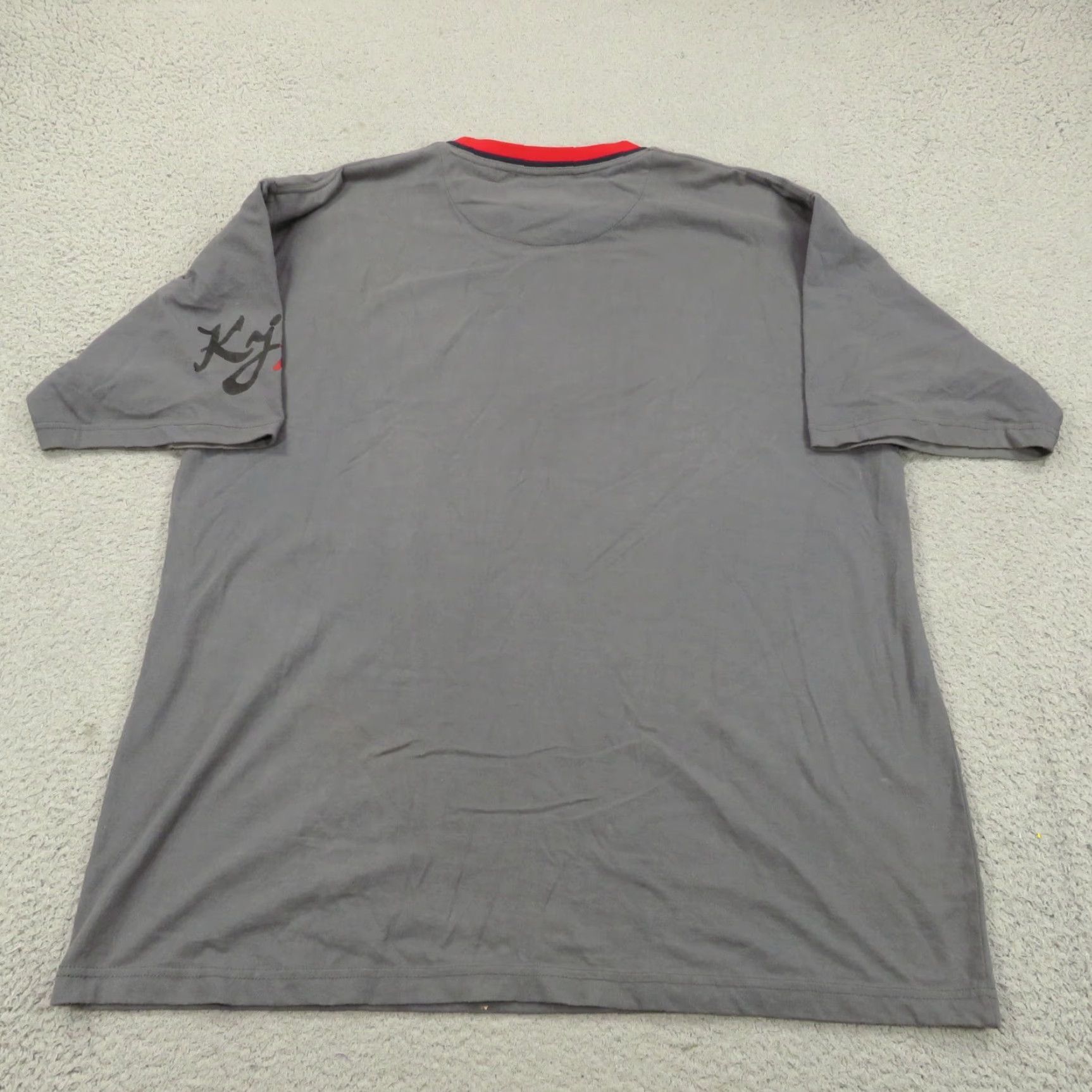 Karl Kani VINTAGE Karl Kani Shirt Mens XL Grey Ringer Collar Spellout 90s Hip Hop Tee T Shirt Size US XL / EU 56 / 4 - 6 Thumbnail