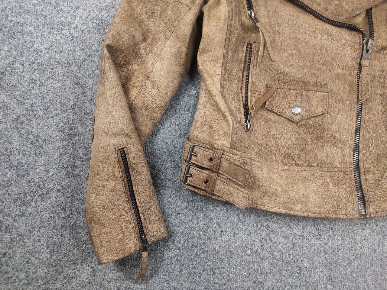 Vintage Vintage Warson Police Perfecto Lamb leather Zip Tan jacket Size L / US 10 / IT 46 - 7 Thumbnail