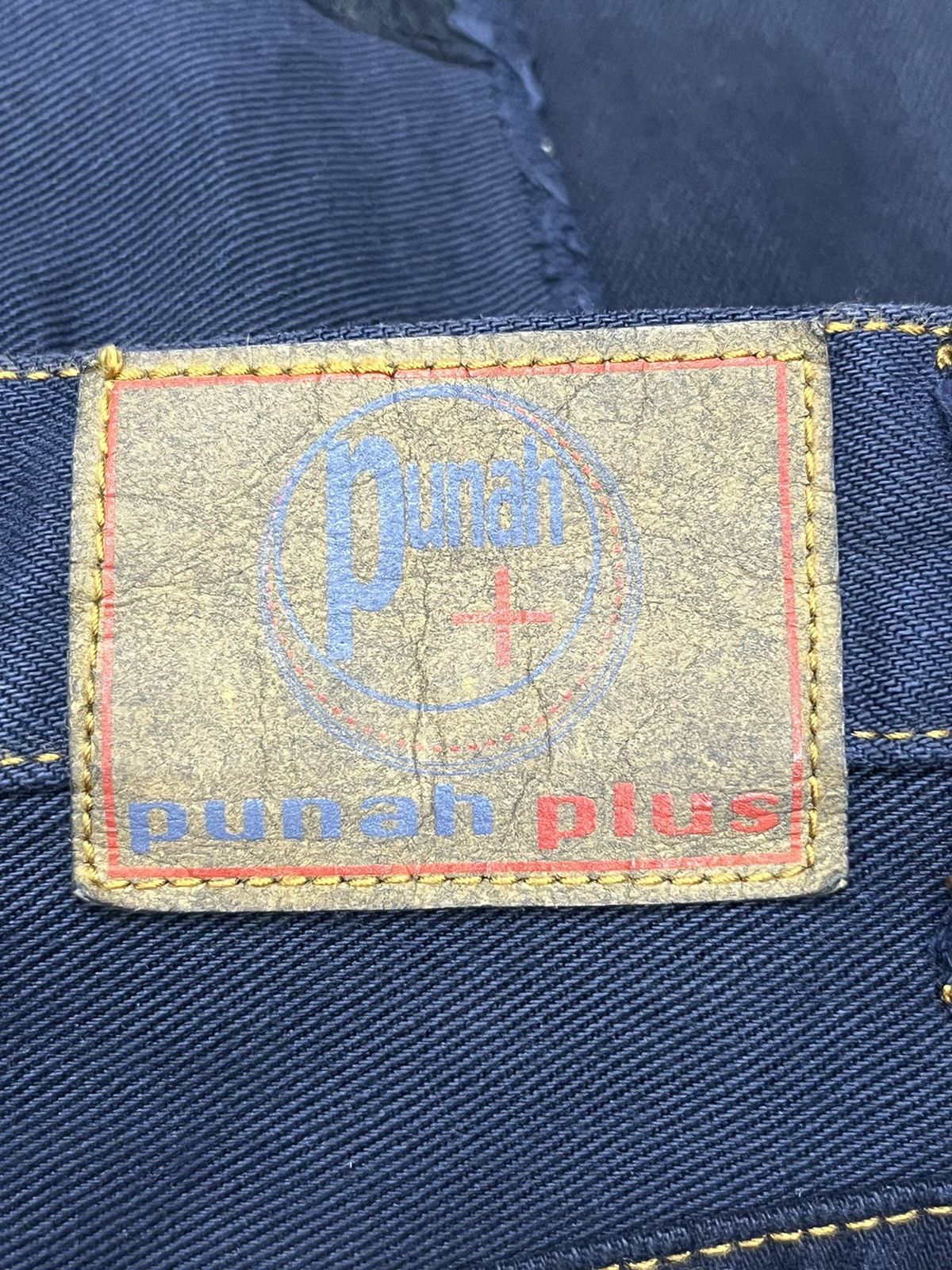 Japanese Brand 🔥FYE🔥PUNAH Frayed Patcwork Dark Blue Denim Made In Japan Size US 32 / EU 48 - 14 Thumbnail