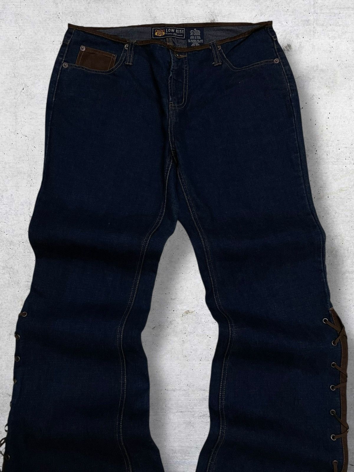 Tornado Mart VINTAGE ROUTE 66 RARE DESIGNER FLARED LACE UP COWBOY DENIM Size US 32 / EU 48 - 6 Thumbnail