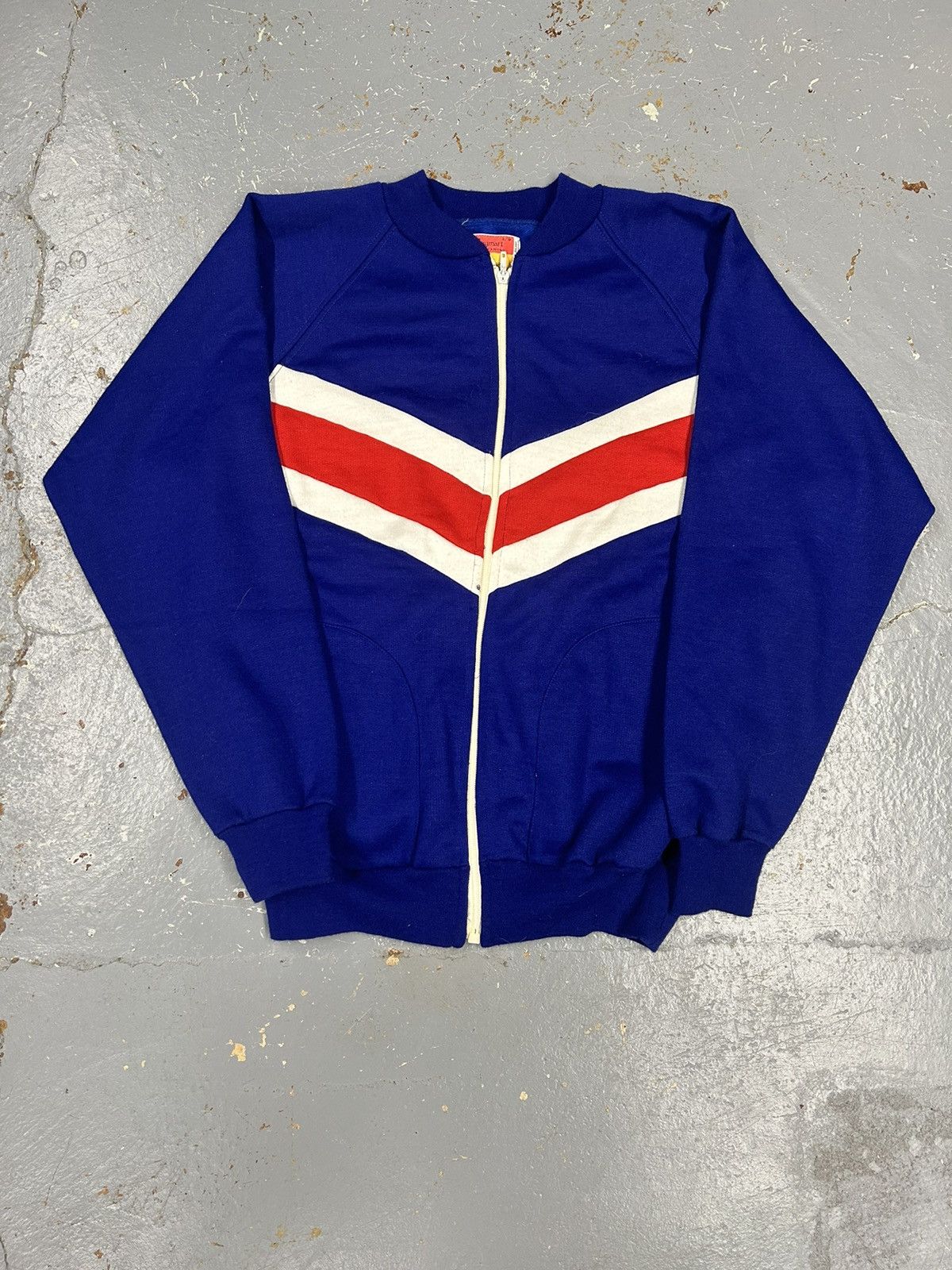 Vintage Crazy Vintage 80s Blue Acrylic Zip Up Sweatshirt Size US L / EU 52-54 / 3 - 1 Thumbnail