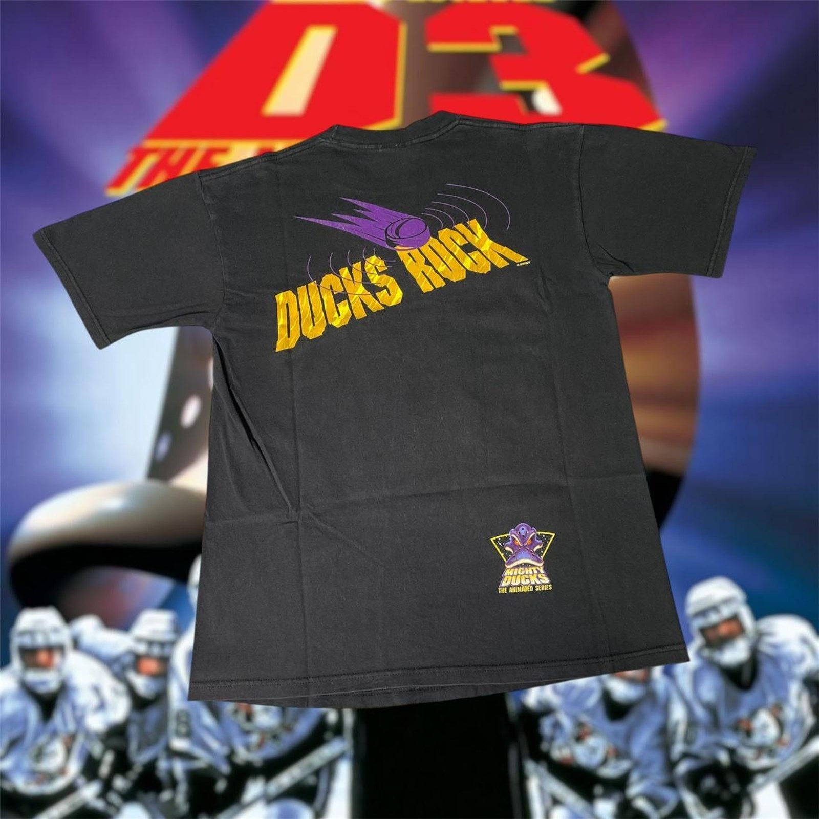Disney × NHL × Vintage VTG 1990s NHL Anaheim Mighty Ducks Movie Hockey Disney Tee Size US M / EU 48-50 / 2 - 2 Thumbnail