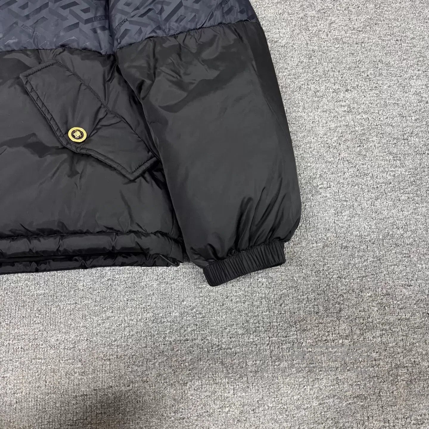 Versace Black Puffer Jacket with Button Front and Pockets. Size US M / EU 48-50 / 2 - 3 Thumbnail