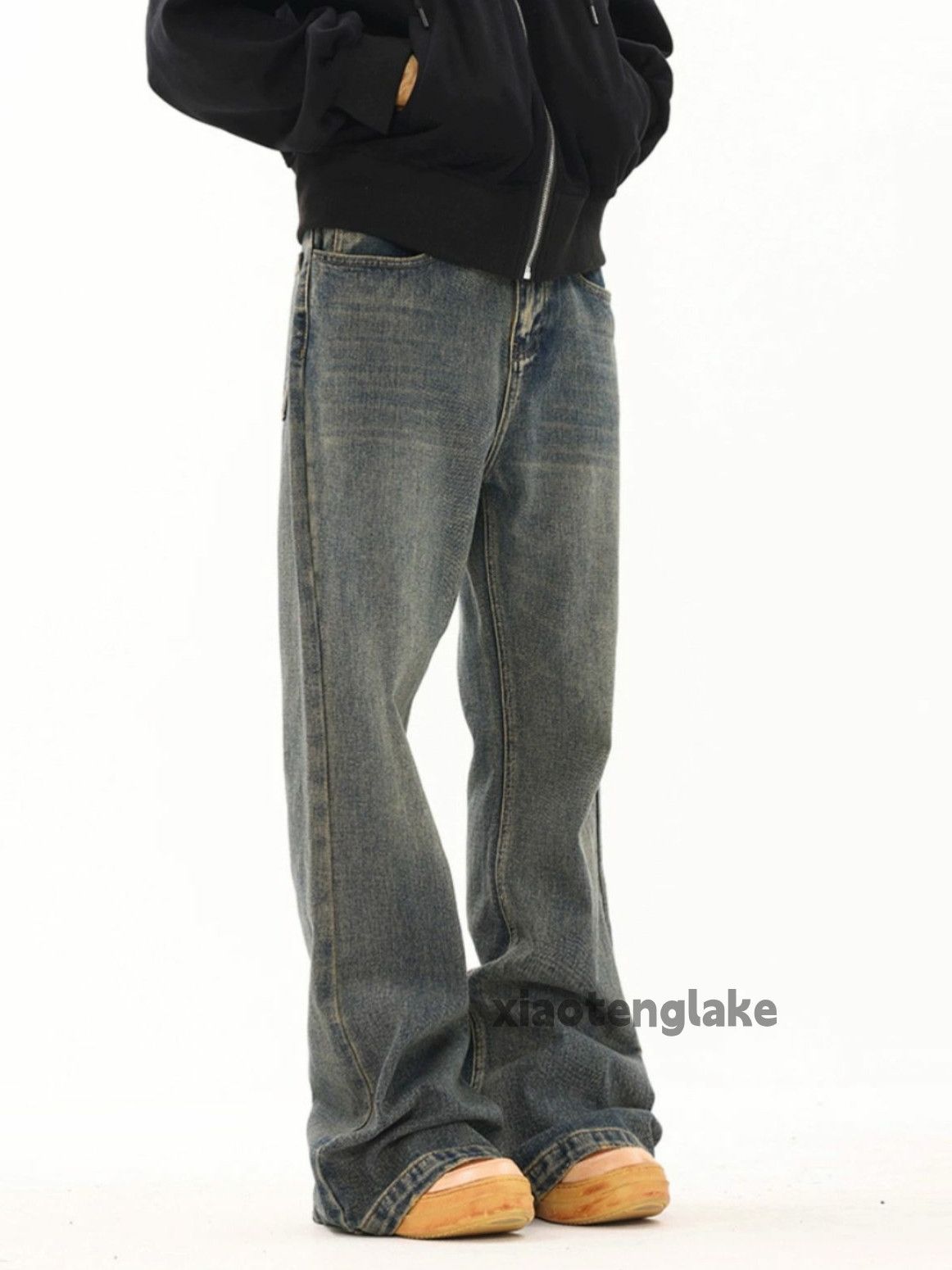 washed faded rock yuppie flared jeans