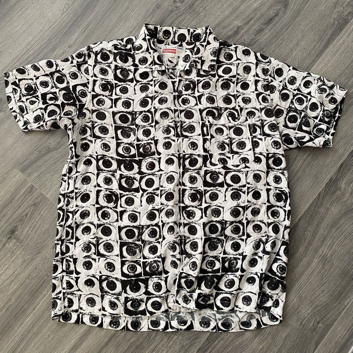 image of Comme Des Garcons Shirt Eyes Rayon Shirt in White, Men's (Size XL)