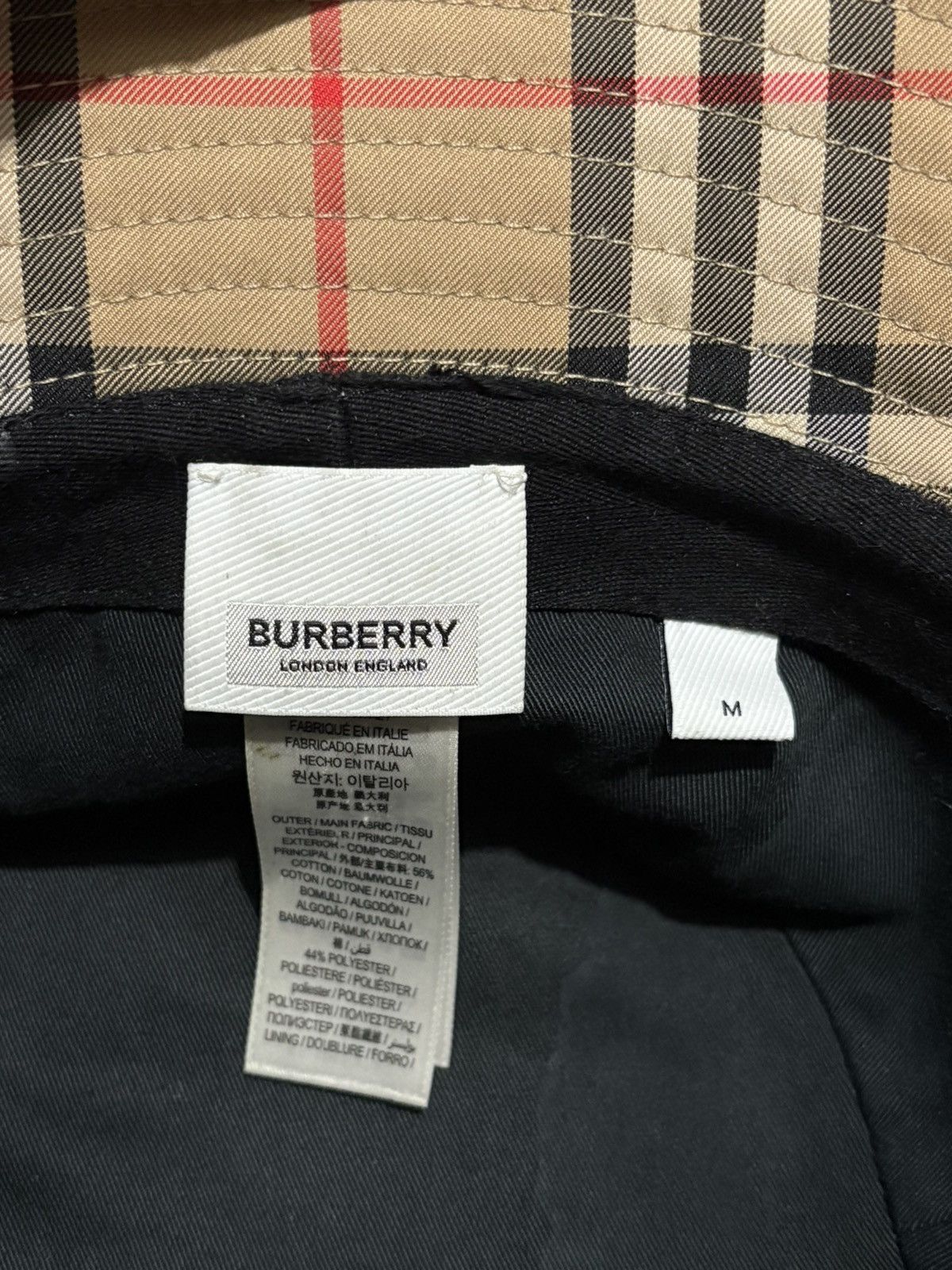 Burberry Bucket Hat Check Plaid Logo striped if six was nine