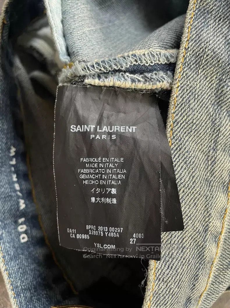 Saint Laurent Paris Saint Laurent Paris Light Blue Faded Cat Whisker Denim Jea Size US 27 - 9 Thumbnail