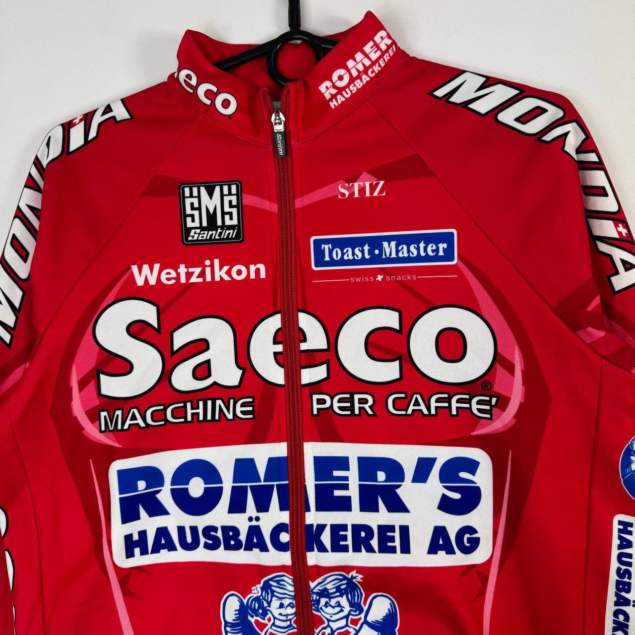 Other Santini Saeco Cycling Jacket Red Full Zip Mens Size XL Size US XL / EU 56 / 4 - 2 Thumbnail