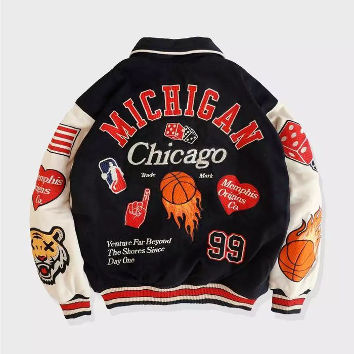 Varsity varsity jacket michigan full embroidery Grailed