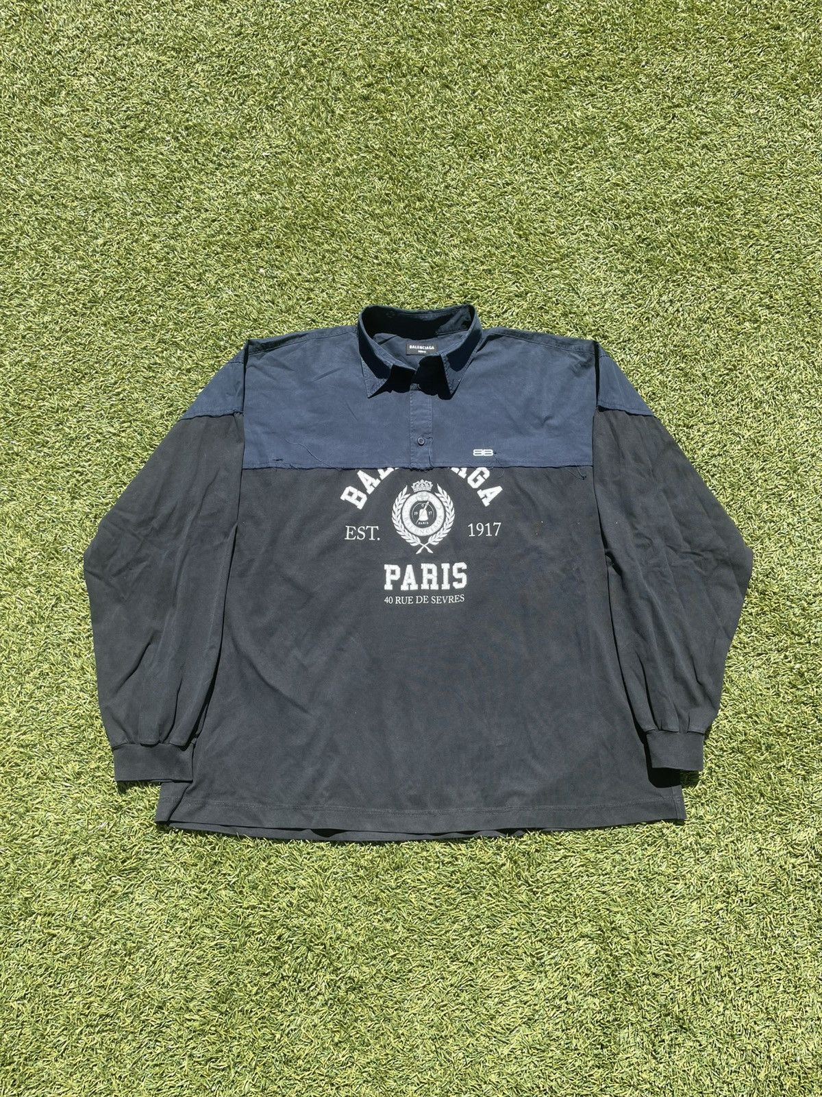 Balenciaga SS21 Balenciaga “YE24” Reconstructed Button Up Long Sleeve Size US XL / EU 56 / 4 - 1 Thumbnail