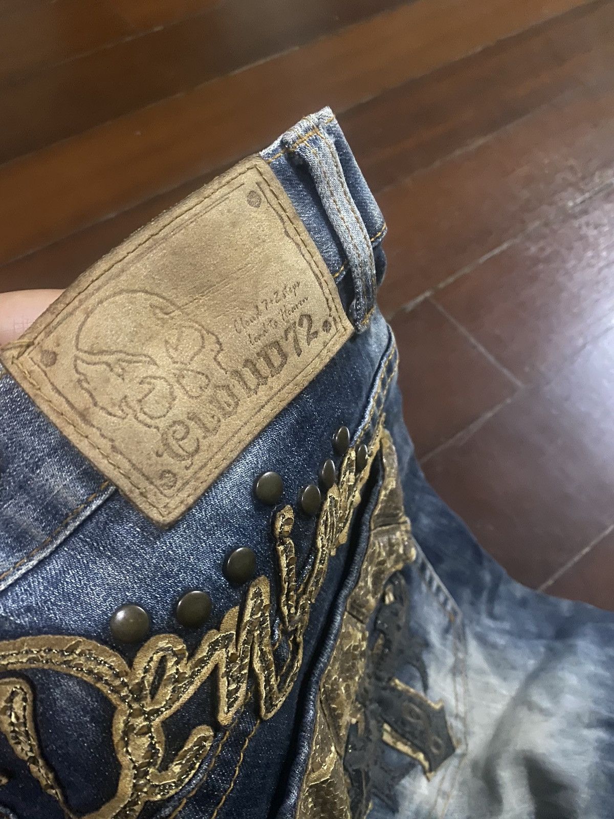 If Six Was Nine Rare Cloud 72 tribal flared jeans clawmark distressed Size US 35 - 12 Thumbnail