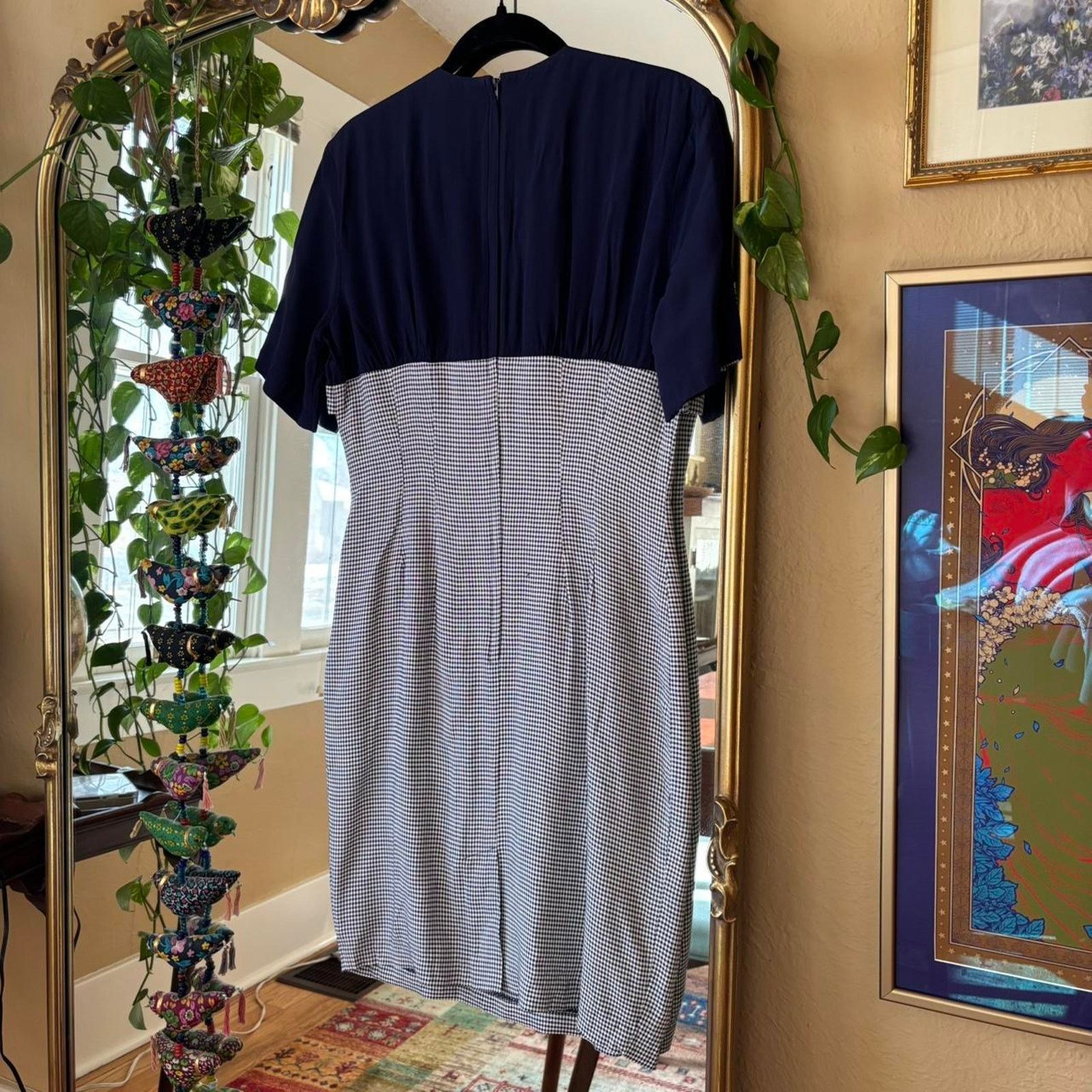 Vintage Vintage Casual Corner Navy Blue Check Plaid Dress 8 90s Size M / US 6-8 / IT 42-44 - 8 Thumbnail