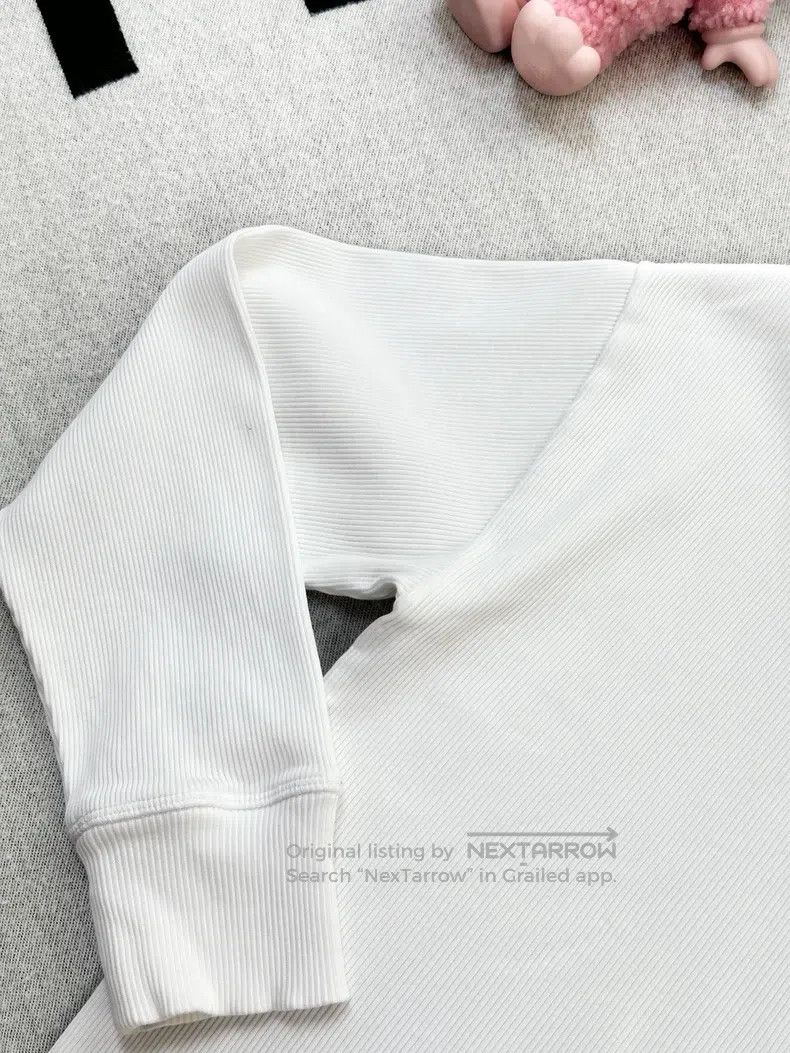 Loewe Loewe White Ribbed Stretch Embroidered Long Sleeve T-Shirt Size S / US 4 / IT 40 - 5 Thumbnail