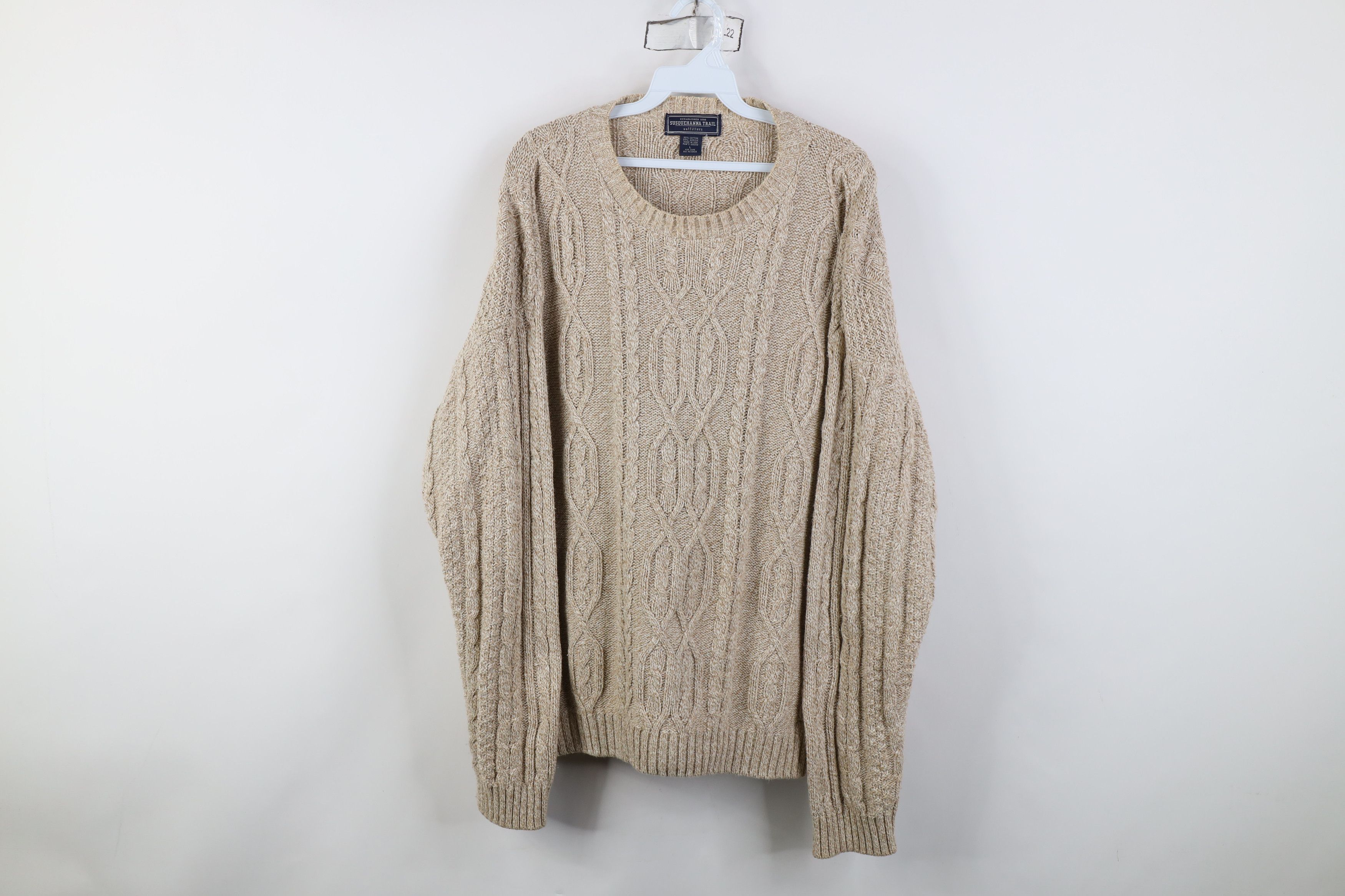 Vintage Vintage 90s Streetwear Cable Fisherman Sweater Oatmeal USA Size US L / EU 52-54 / 3 - 1 Thumbnail
