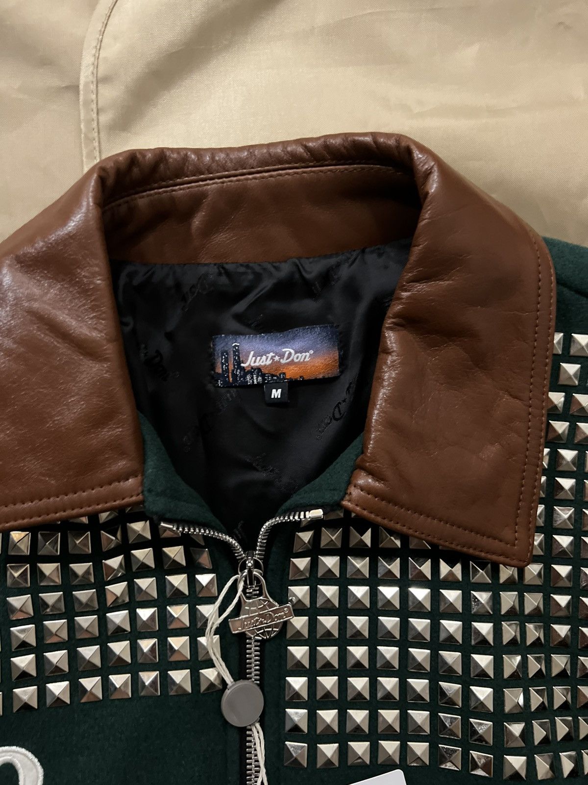 Just Don Just Don Sound Studded Varsity Jacket 'Green/Brown' size M Size US M / EU 48-50 / 2 - 2 Thumbnail
