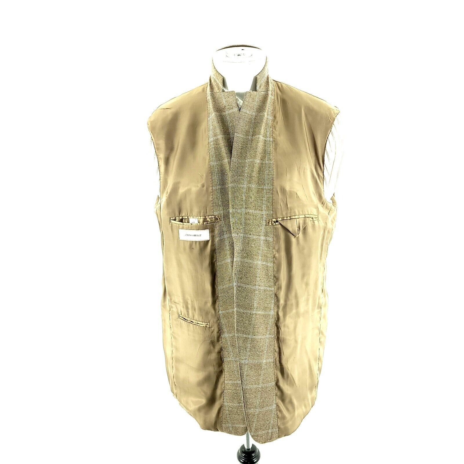 Joseph Abboud Joseph Abboud Silk Bamboo 2 Button Sport Coat Tan Sharkskin Size 40L - 9 Thumbnail