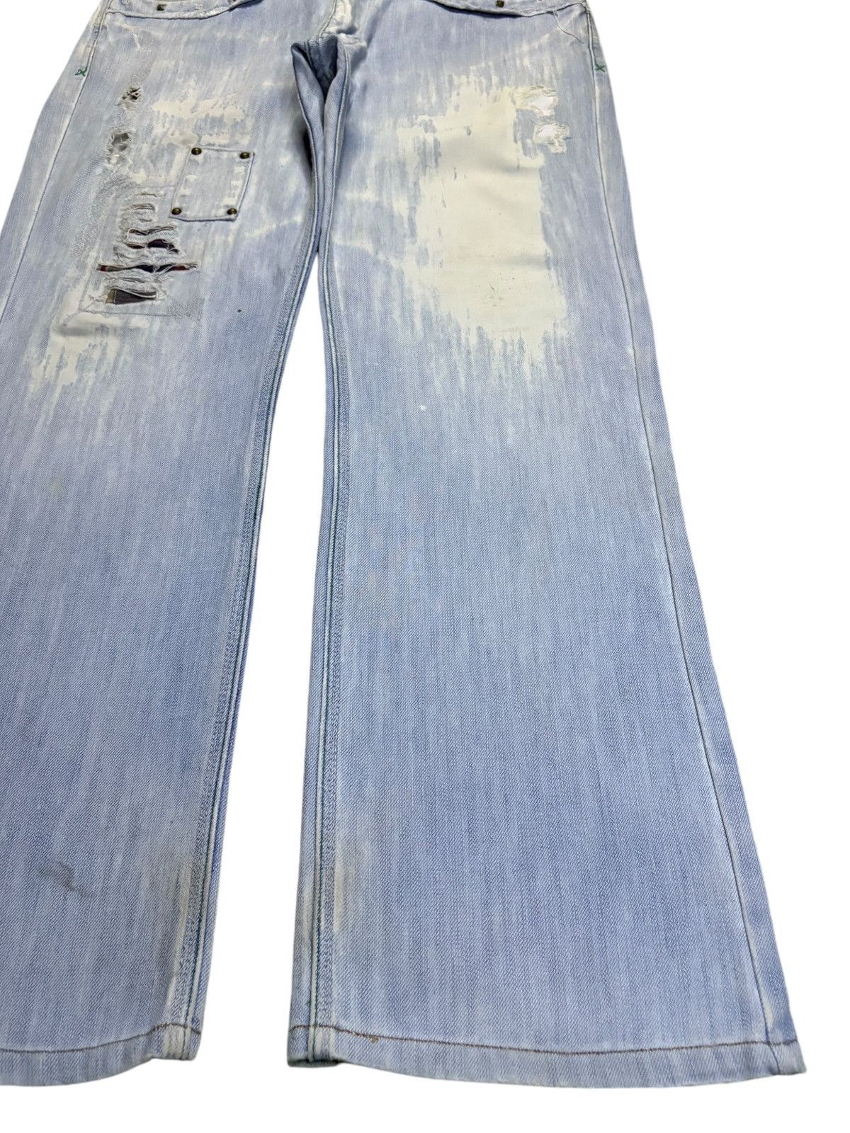 Japanese Brand Vintage Japanese Brand Bleach Wash Stud Patched Baggy Jeans Size US 32 / EU 48 - 7 Thumbnail