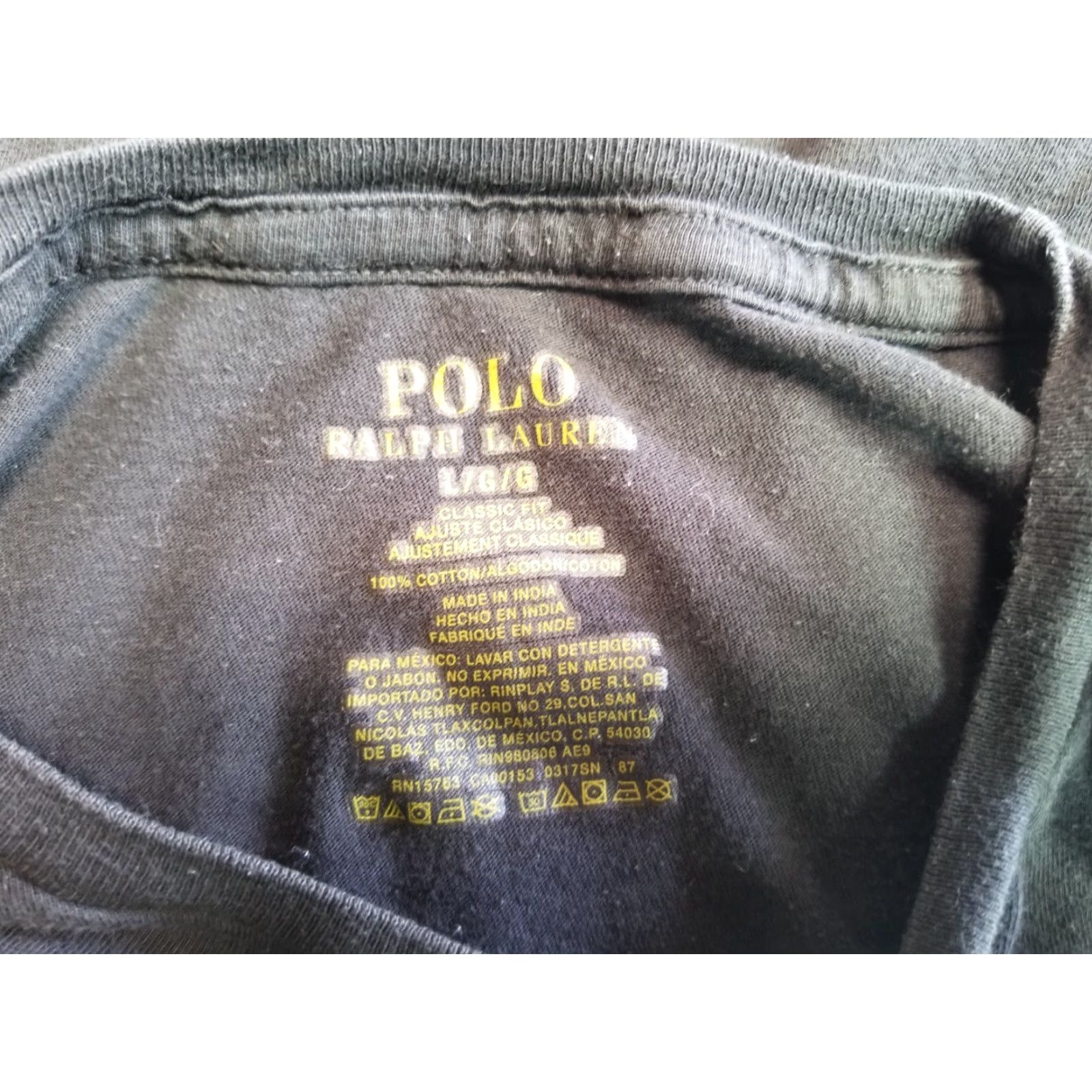 Ralph Lauren VINTAGE Ralph Lauren T Shirt Mens Large Black Short Sleeve Crewneck Logo 90s Classic Designer Hip Hop Retro American Embroidered Pockets Size US L / EU 52-54 / 3 - 7 Thumbnail