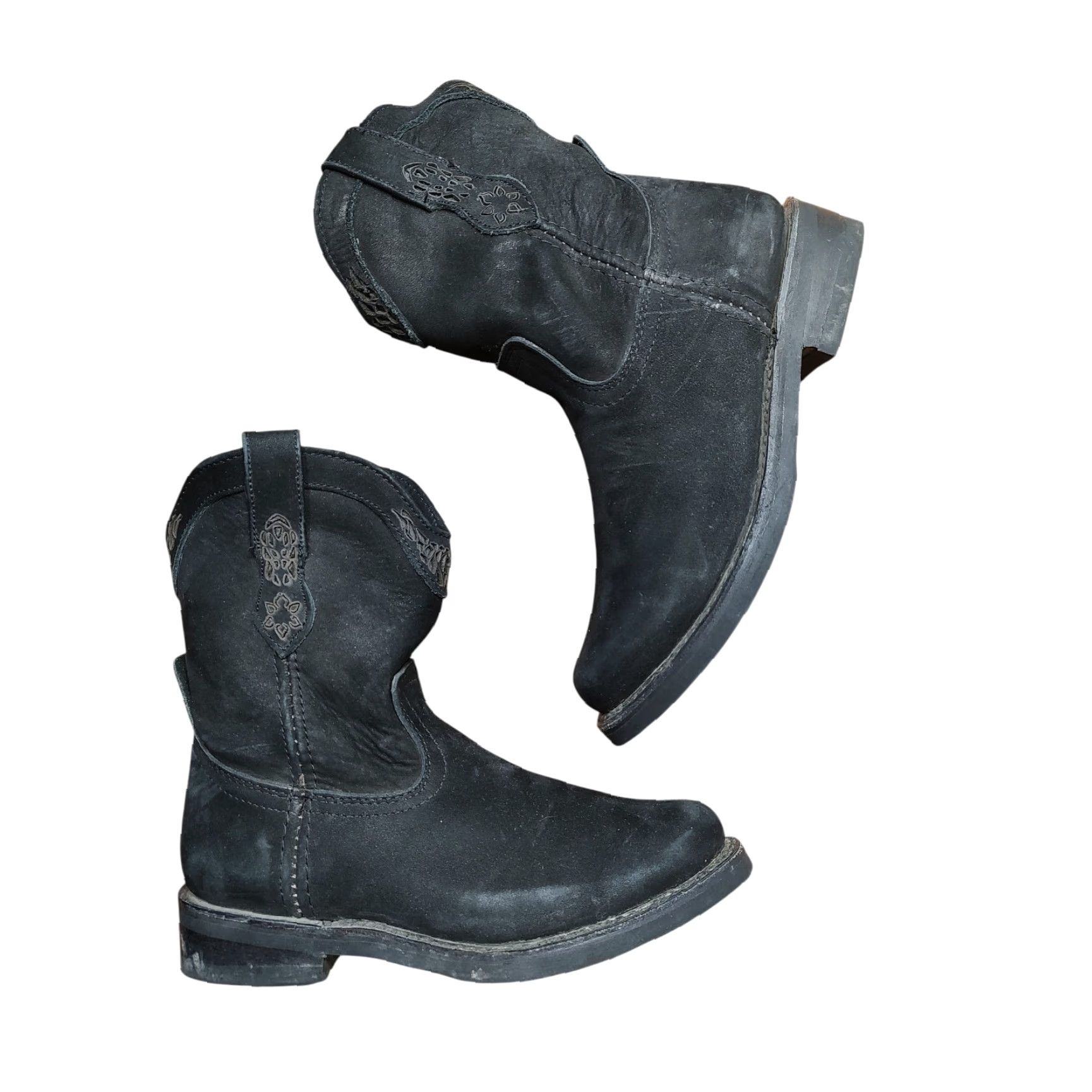 Vintage El General Boots Women's Black Suede US 7 Mex 24 Cowgirl Western Size US 7 / IT 37 - 2 Thumbnail