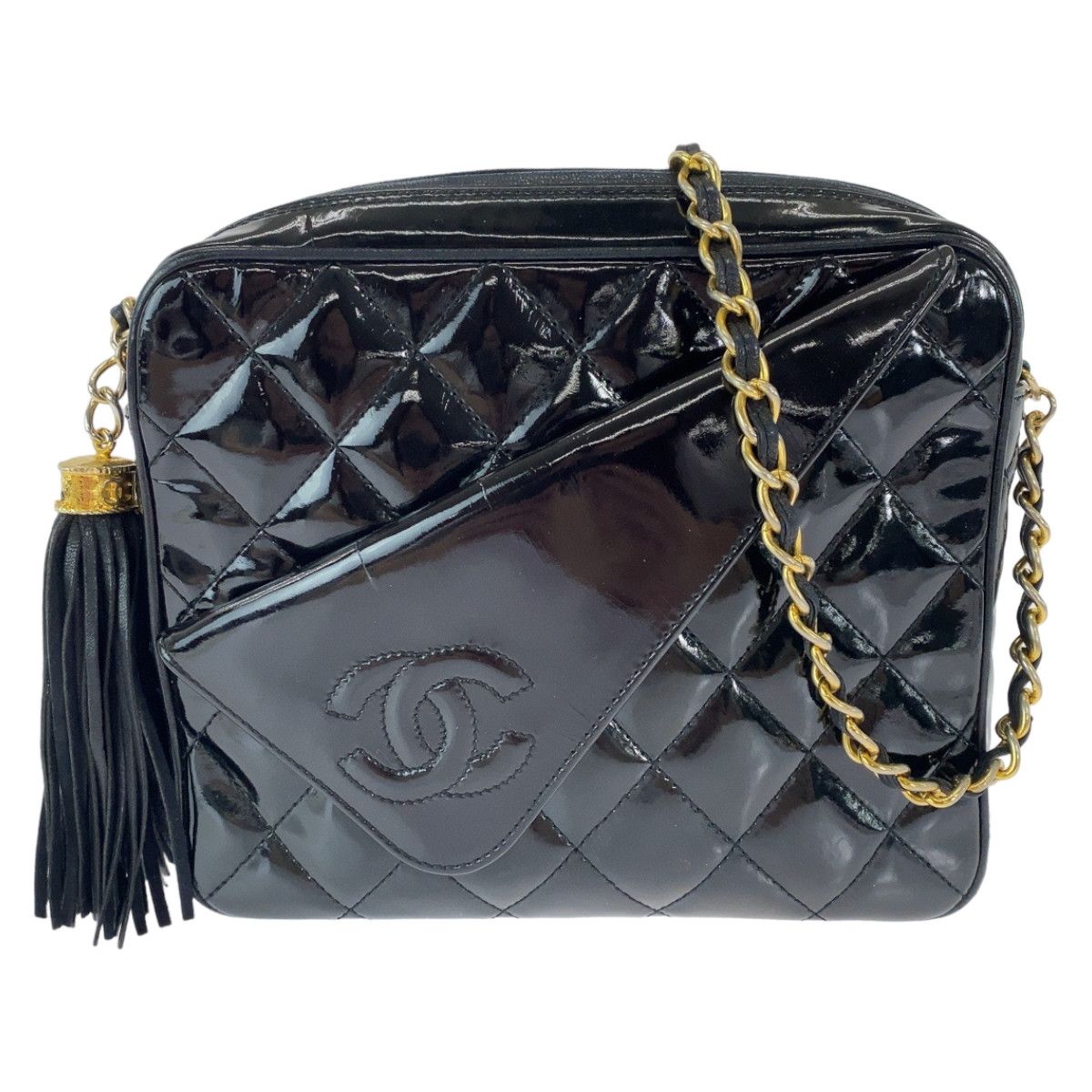 Chanel Chanel Chanel Vintage Patent Leather Fringe Shoulder Bag Leather Crossbody Bag Size ONE SIZE - 1 Thumbnail