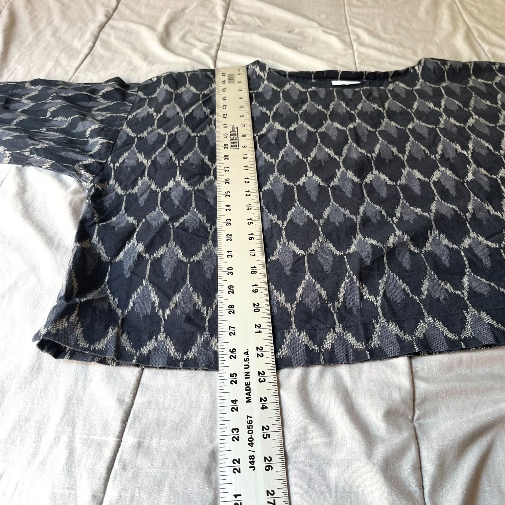 J. Jill J. Jill PureJill Womens Kimono Top Large Blue Ikat Boxy Oversized Cotton Boho Shirt Womens L Blue Ikat Boho Kimono Top Size L / US 10 / IT 46 - 7 Thumbnail
