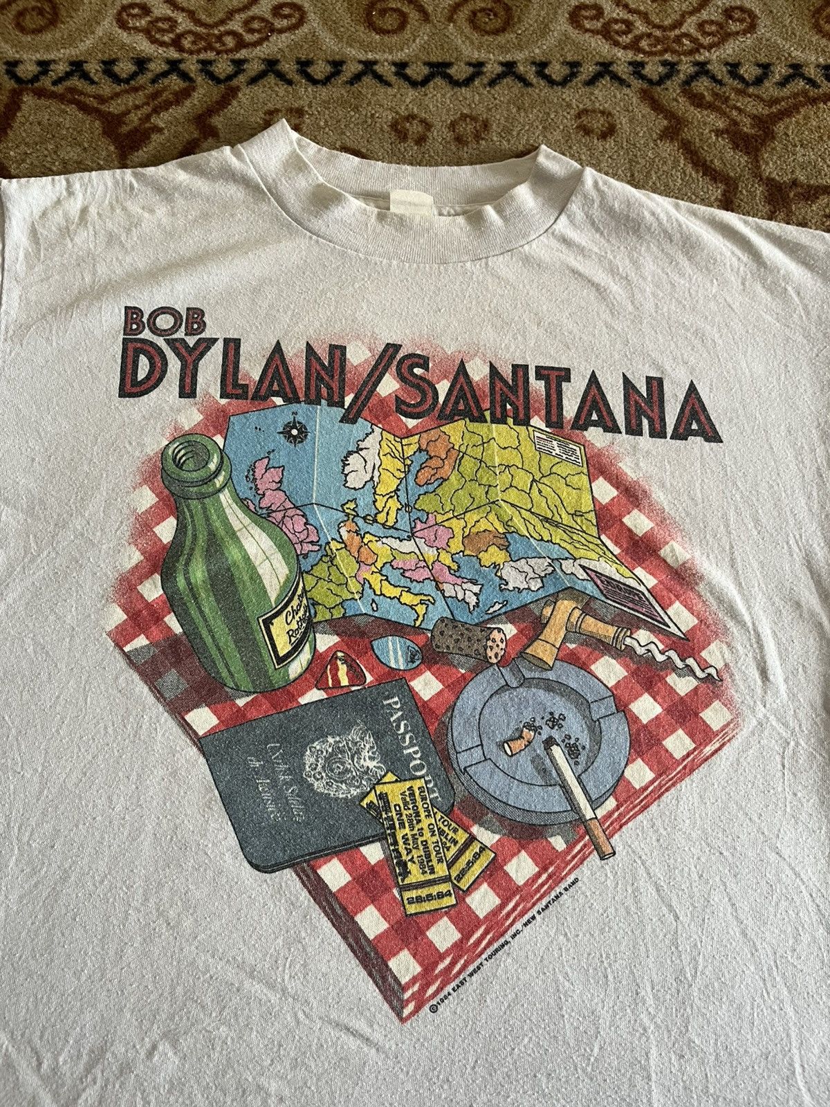 vintage 1984 Bob Dylan and Santana European Tour t-shirt