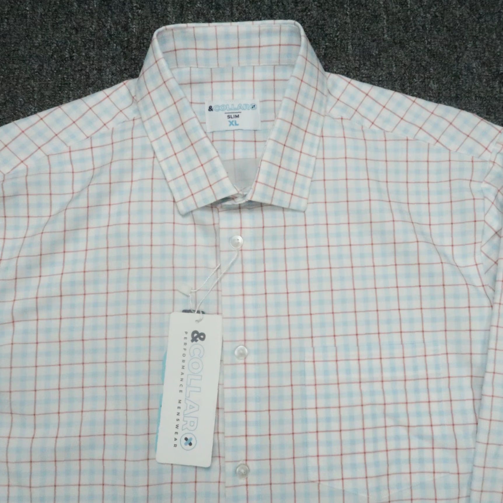 Vintage &Collar Shirt Men XL White Plaid Button-Up Long Sleeve Slim NWT Casual Business Travel Party/Cocktail Mens Size US XL / EU 56 / 4 - 2 Thumbnail