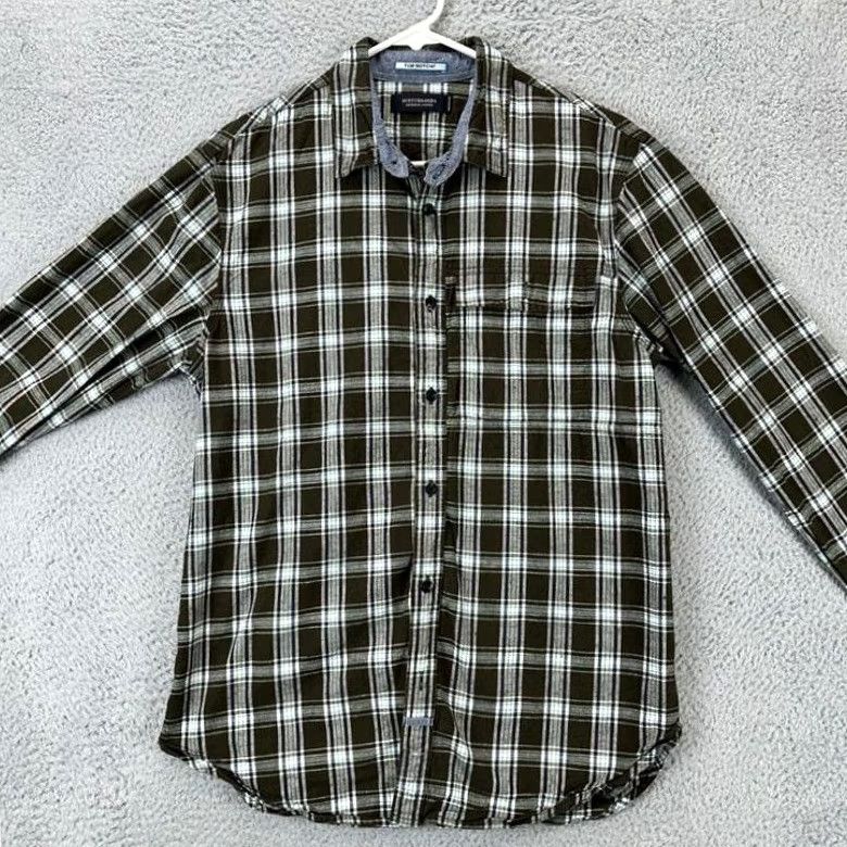 Scotch & Soda Scotch & Soda Flannel Shirt Mens Medium Olive Green Plaid Button-Down Long Sleeve Size US M / EU 48-50 / 2 - 2 Thumbnail