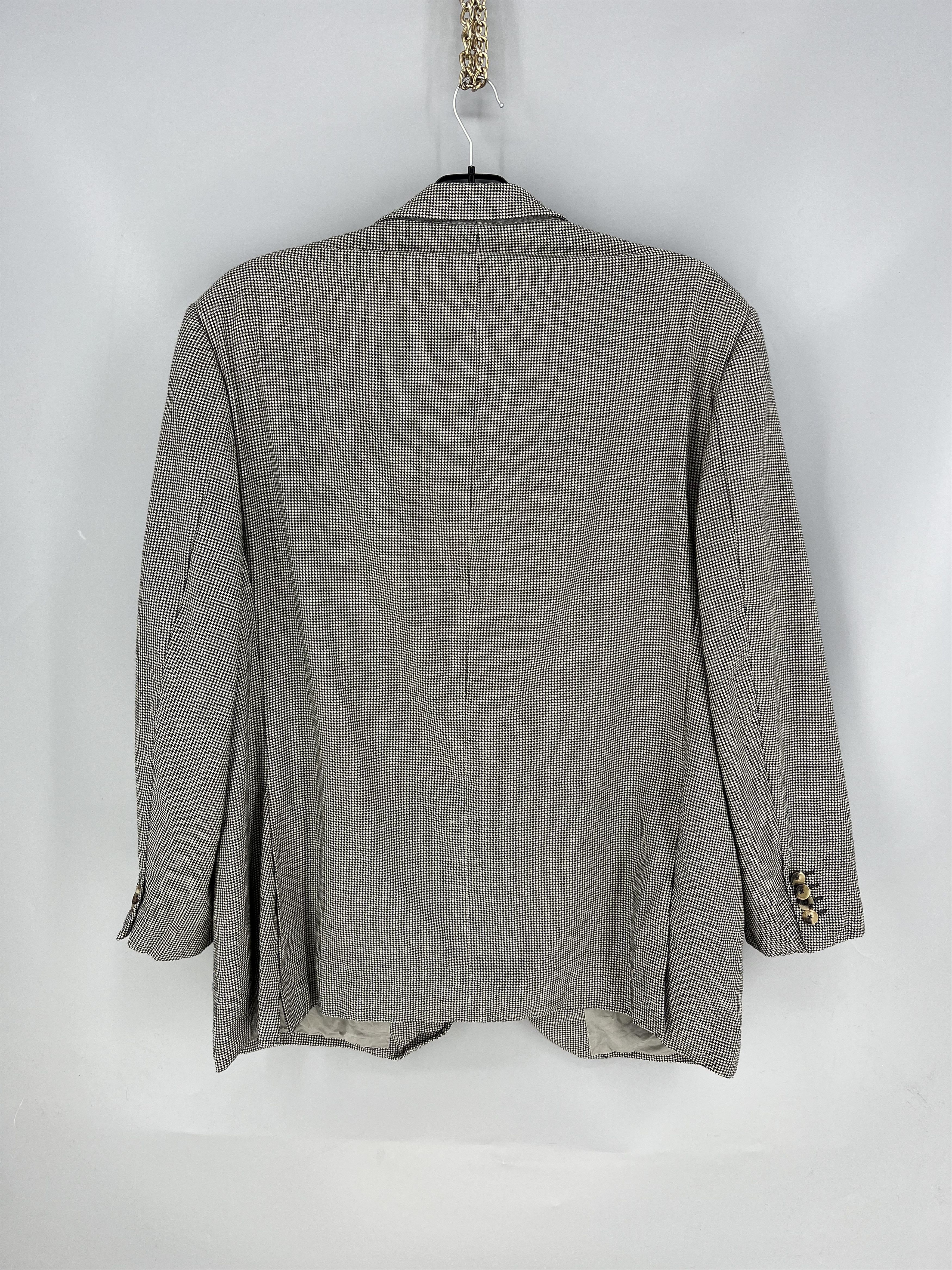Pal Zileri PAL ZILERI Blazer Jacket Grey Houndstooth Wool 3 Button Size 52R - 8 Thumbnail