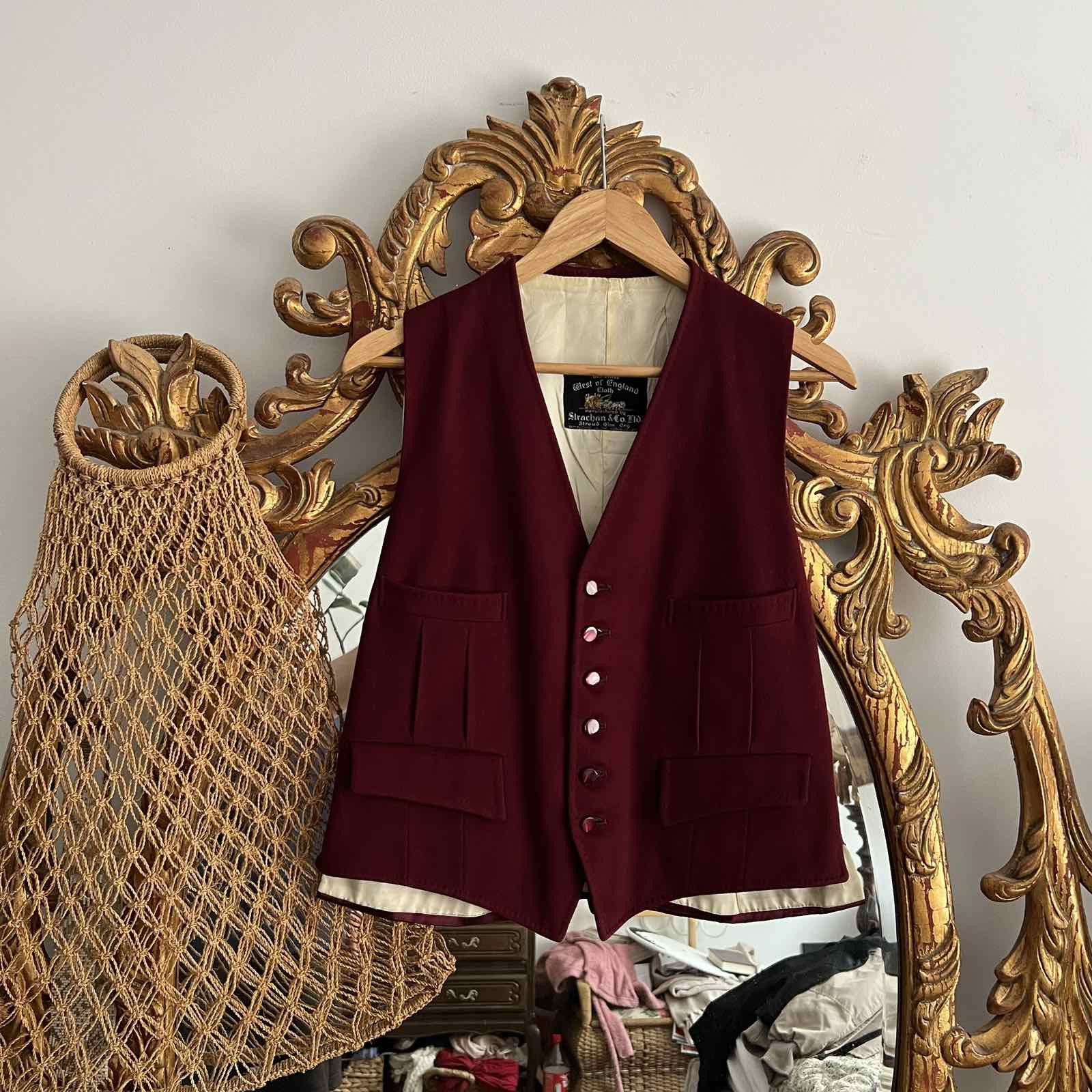 Vintage Antique Mens vintage Strachan Co Wool vest Waistcoat Sz M Size US M / EU 48-50 / 2 - 1 Thumbnail