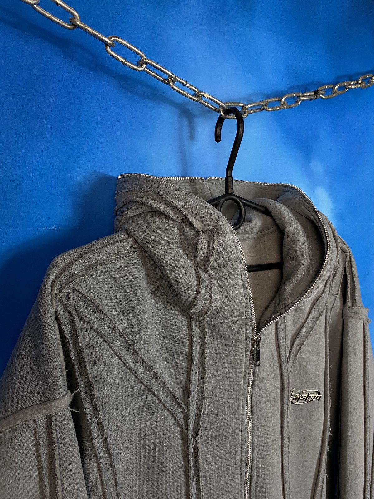 Japanese Brand × Vintage 🔥 DISTORTION FULL ZIP HOODIE Y2K RICK OWENS STYLE Size US M / EU 48-50 / 2 - 6 Thumbnail