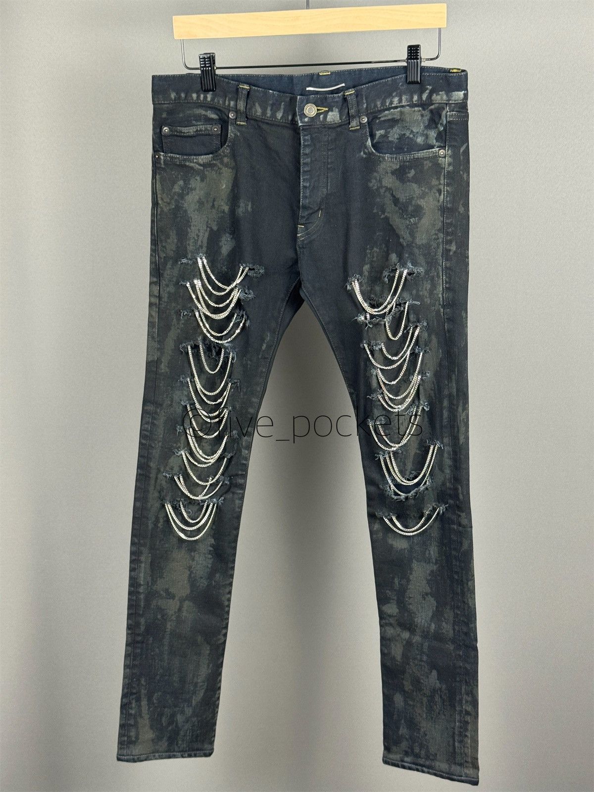 Saint Laurent Paris F/W 2013 Saint Laurent Distressed Chain Denim Jeans Size US 32 / EU 48 - 2 Thumbnail