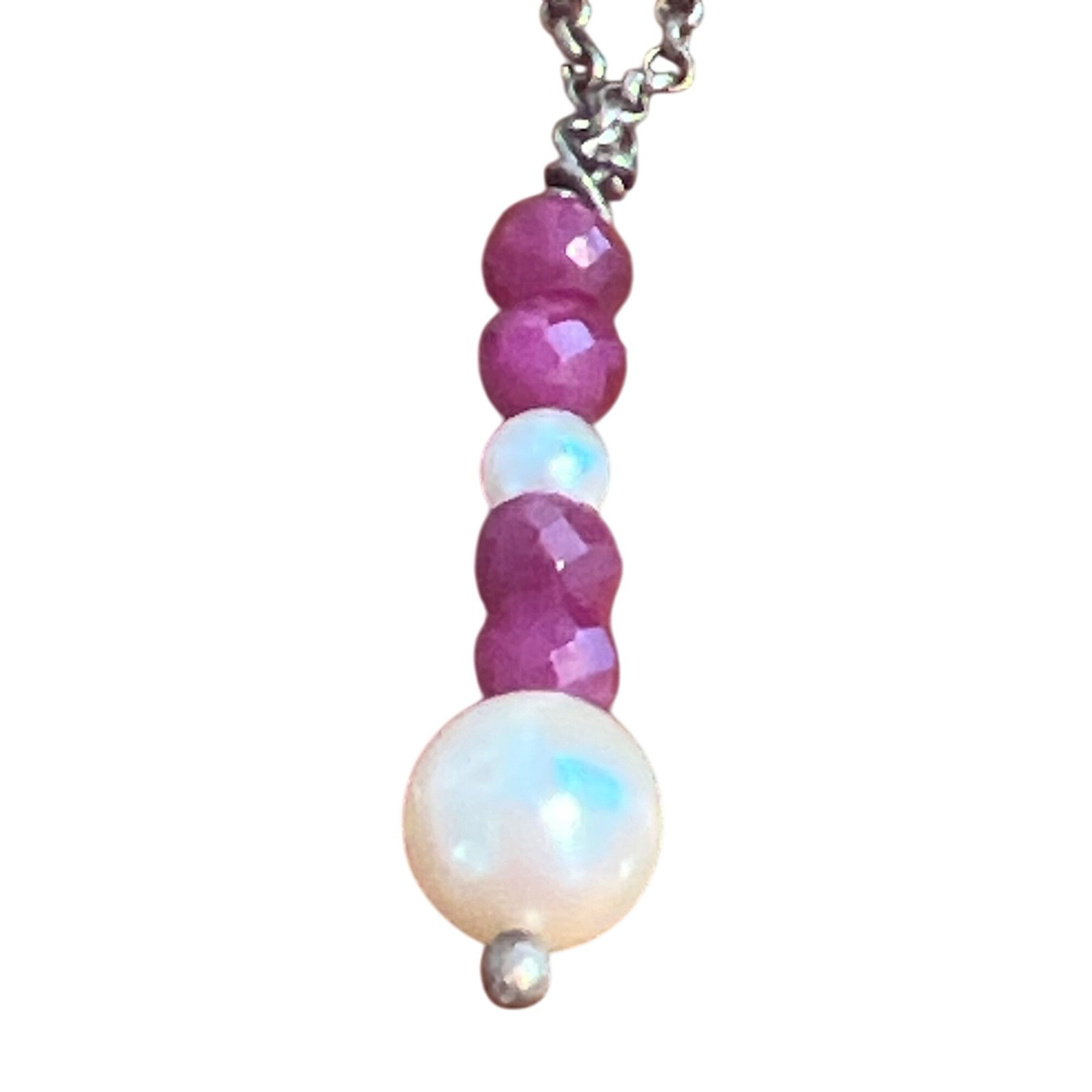 Other Vintage Sterling Silver Pearl Beaded Necklace Purple Glass S Size ONE SIZE - 2 Thumbnail