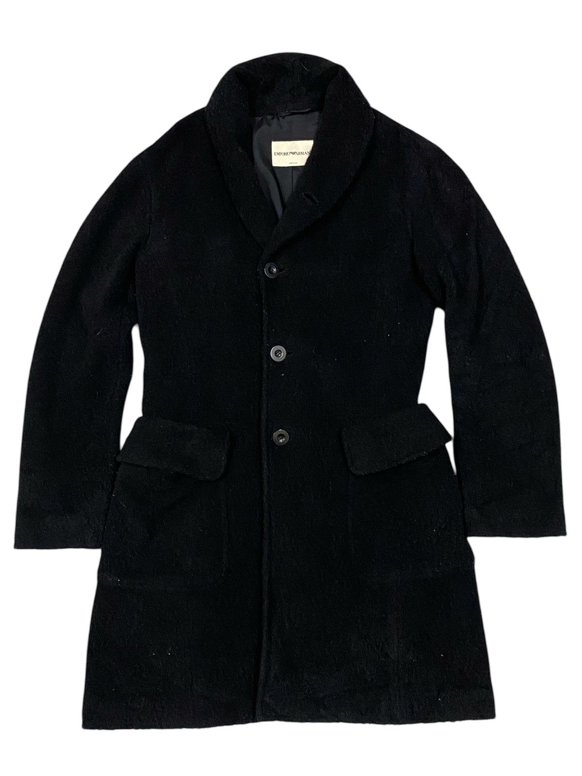 Emporio Armani EMPORIO ARMANI MEN COAT WOOL JACKET BLACK Size US S / EU 44-46 / 1 - 1 Thumbnail