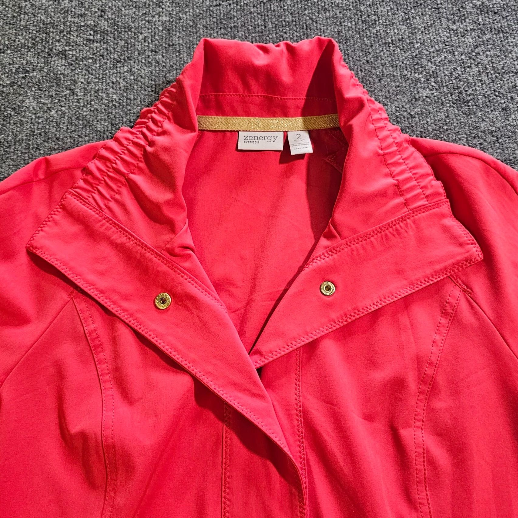 Vintage Chicos Zenergy Jacket Womens Large Orange 3/4 Sleeve Full Zip Athletic Casual Jacket Size L / US 10 / IT 46 - 2 Thumbnail