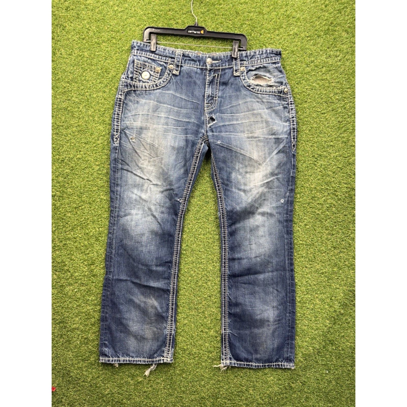 Vintage VINTAGE Rock Revival Jeans Mens 38 Caesar Relaxed Straight Fit Distressed Grunge Punk Size US 38 / EU 54 - 2 Thumbnail