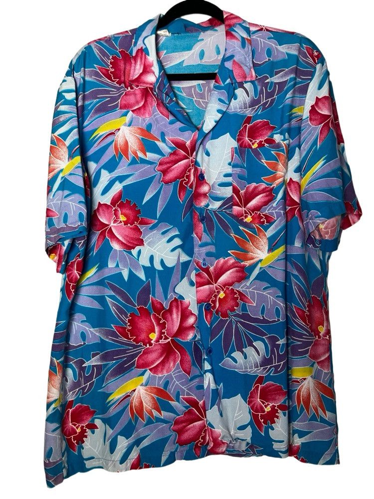Vintage Vintage Single Stitch Floral Hawaiian Print Luau Shirt Size US L / EU 52-54 / 3 - 1 Thumbnail