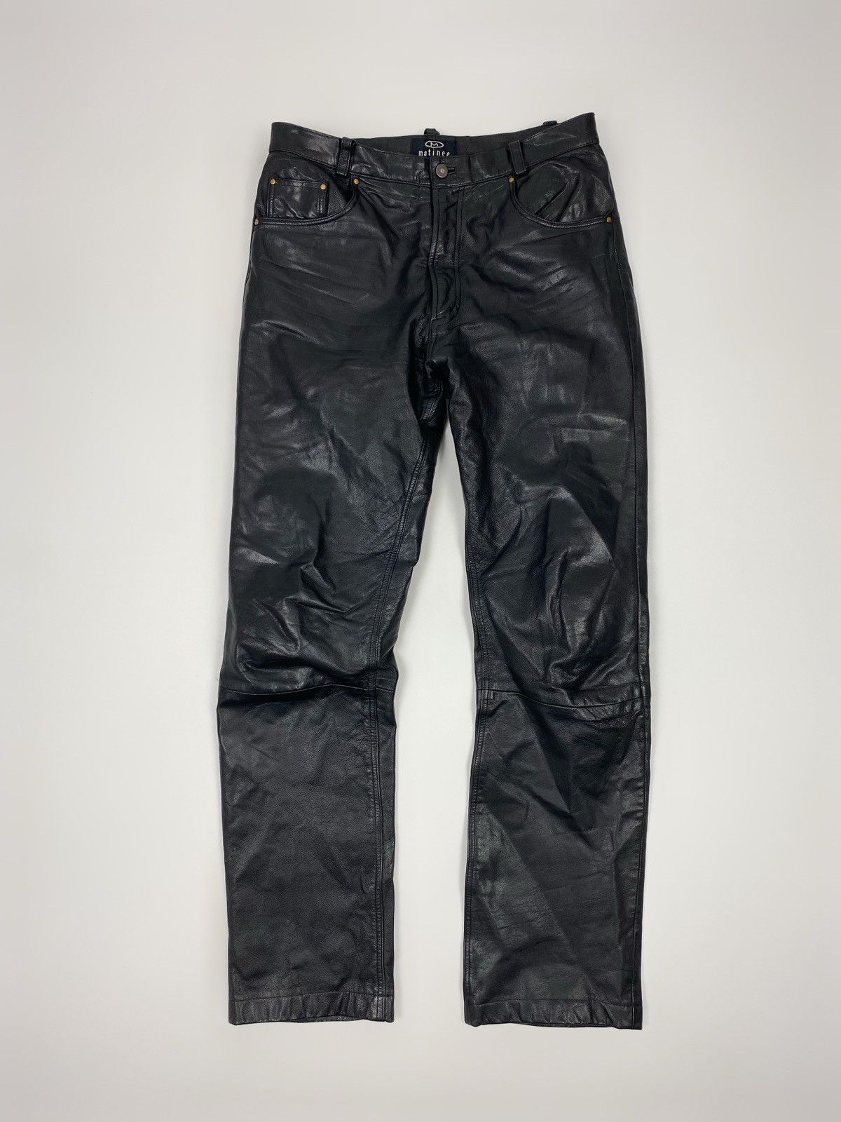 Vintage 1990’s Vintage Matinee Black Leather Biker Pants Size US 33 - 1 Thumbnail